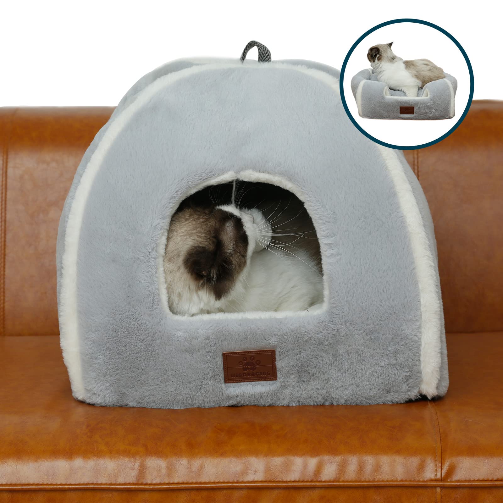 Cozy Cat Cave Bed for Indoor Cats - Soft Self-Warming Cat House with Removable Washable Cushion | Perfect Kitten Bed for Small & Medium Pets | Ideal for Winter Napping & Stress Relief
