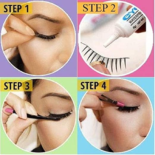 AIR BEAUTY Heart Shape False Eyelashes with Glue - 6 Pairs Natural Looking Lashes for Dramatic Eye Makeup & Special Occasions