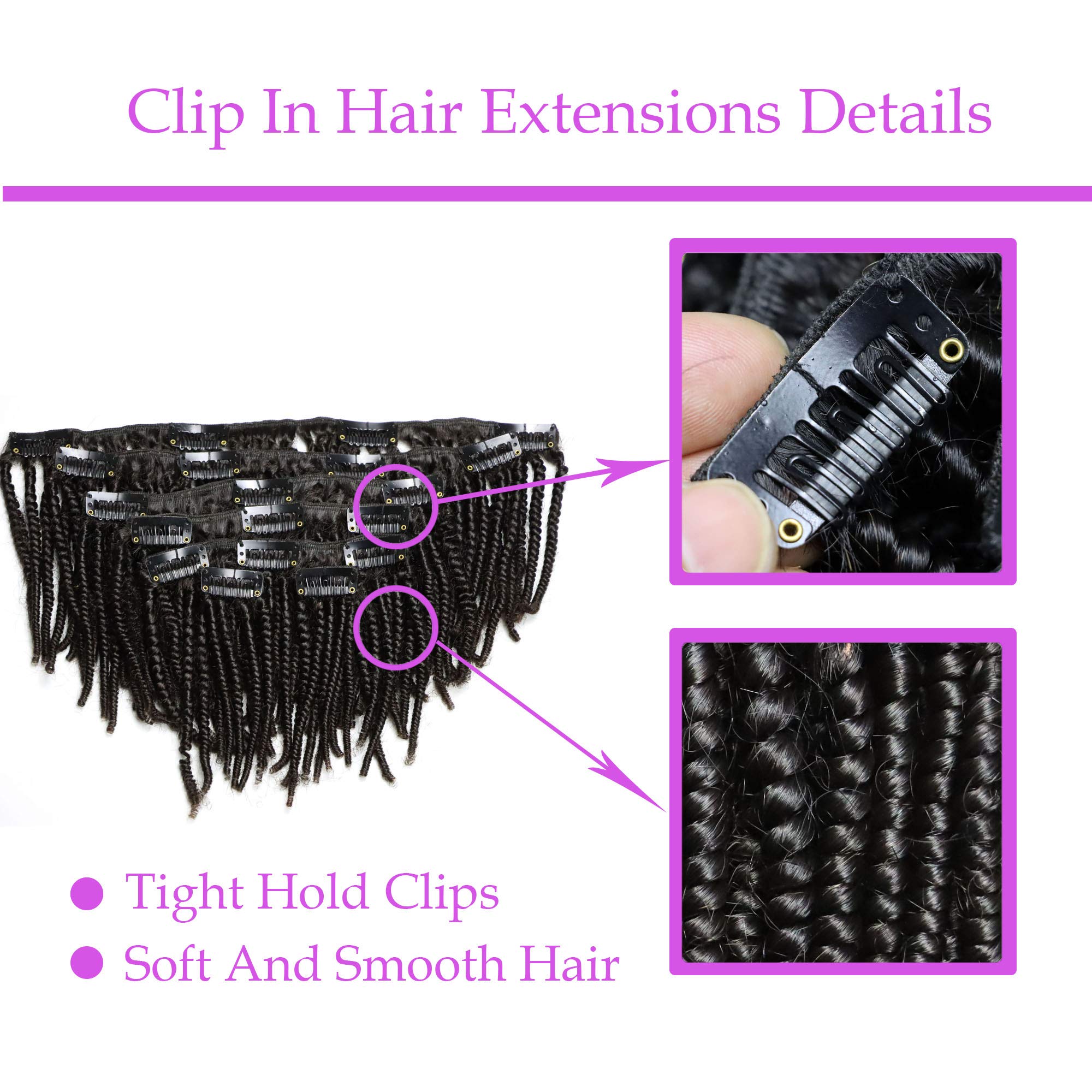 Virgin Human Hair Clip In Extensions 4C Afro Kinky Curly Tight Smallest Curls - 120g Real Human Hair Weave (Natural Color 4C Curly Clip Ins, 14 Inch) for Black Women & Protective Styles - Perfect for Daily Wear, Parties & Special Occasions