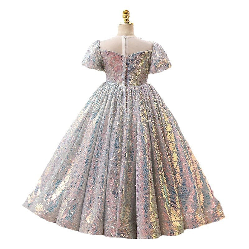 Elegant Baby Girls Puff Sleeve Princess Maxi Dress - Toddler Flower Girl Dress for Special Occasions, Birthday Parties & Photoshoots