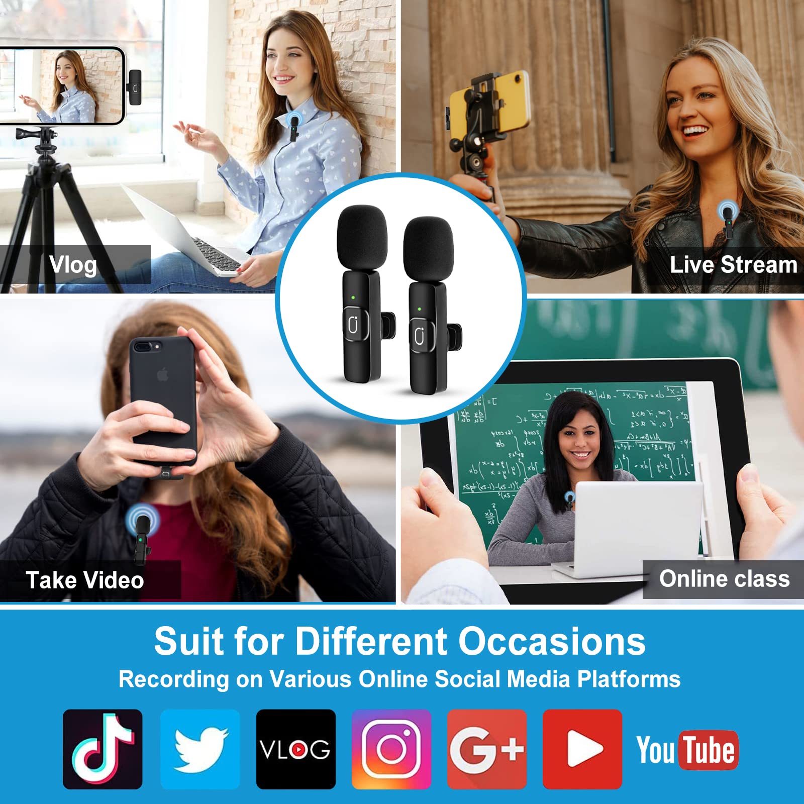 Portable Bluetooth Karaoke Machine with 2 Wireless Microphones & Lapel Mics - Rechargeable Singing Speaker with LED Party Lights for Home, Kids, Adults - Perfect for Birthday Parties, Family Gatherings & Karaoke Nights