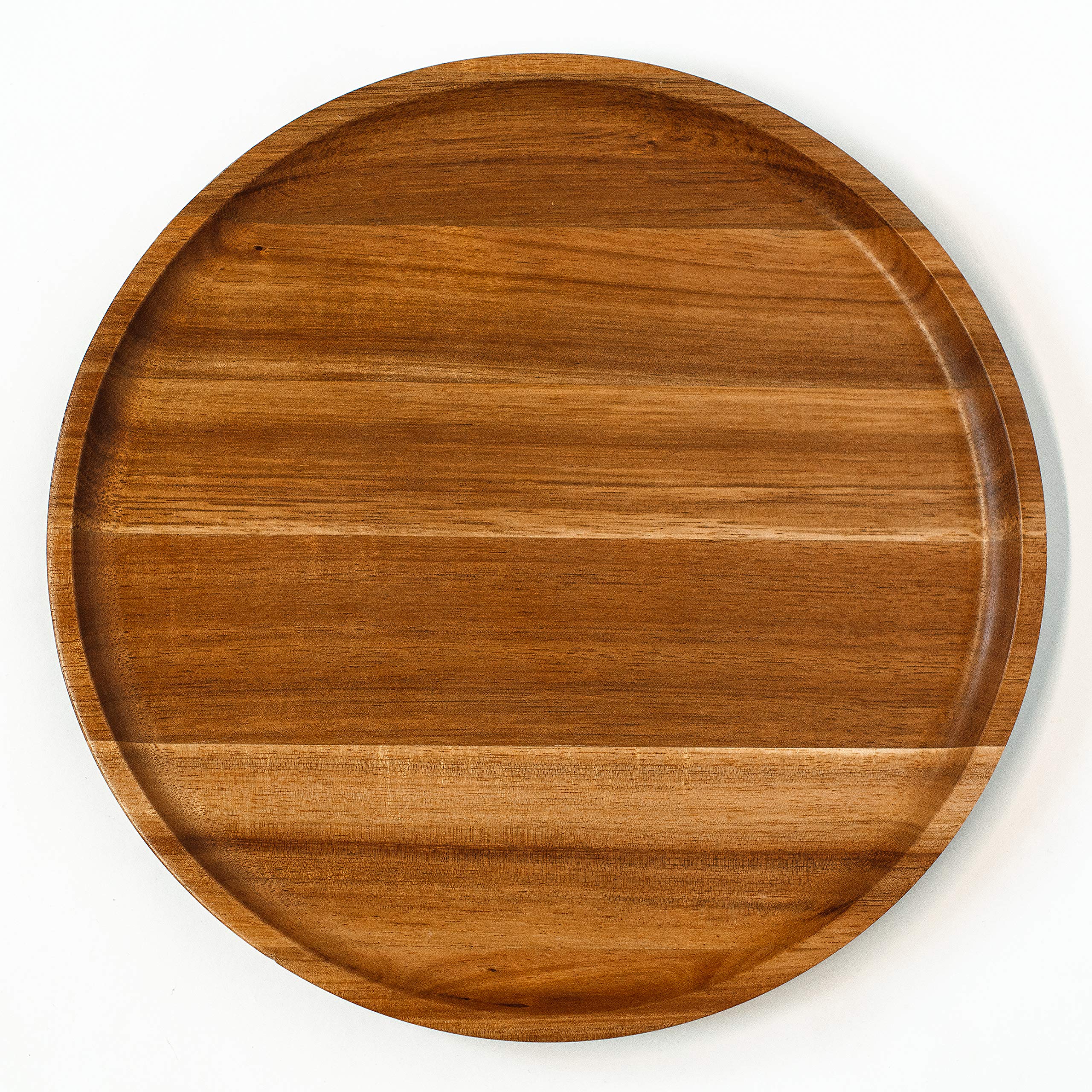 Premium GN Wooden Acacia Dinner Plates Set - 11 Inch Round Natural Wood Charger Plates for Dining, Easy to Clean & Eco-Friendly - Perfect for Wedding, Party, Restaurant & Home Decor Use