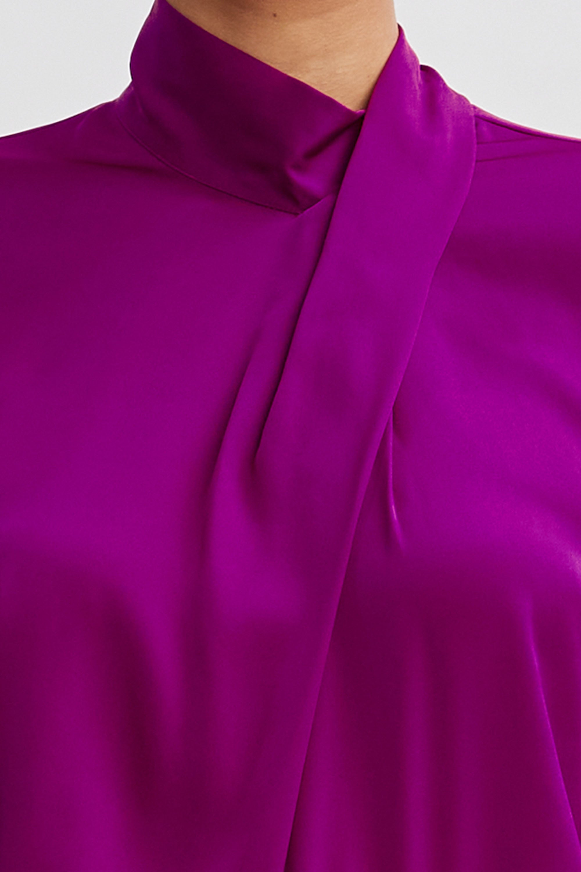 Elegant Silk Draped Neck Blouse for Women - Fashionable Office & Evening Wear - Perfect for Business Meetings, Date Nights & Special Occasions