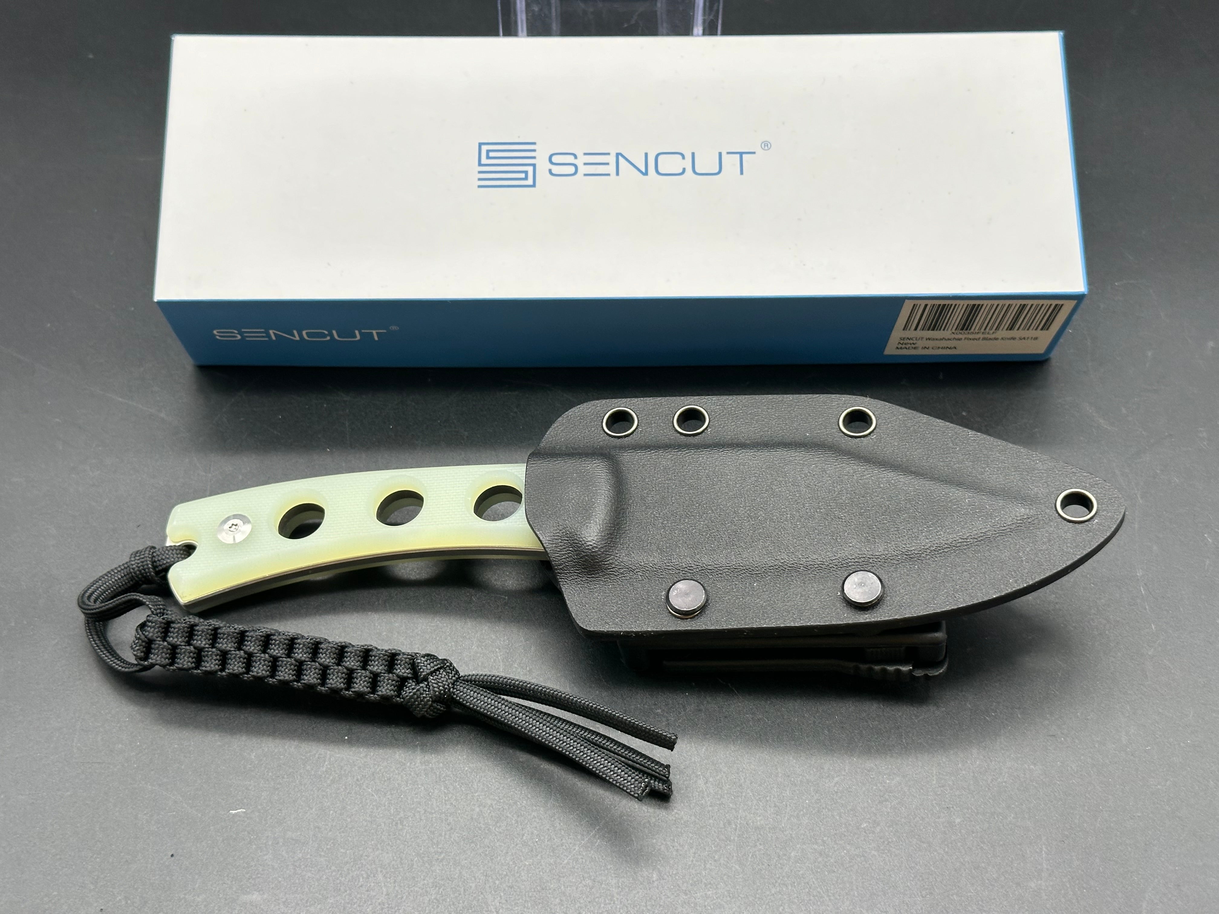 SENCUT Waxahachie Fixed Blade Knife - 9Cr18MoV Steel, G10 Handle, Clip Point, Plain Edge, Satin Finish - Ideal for Camping, Hunting, and Outdoor Survival