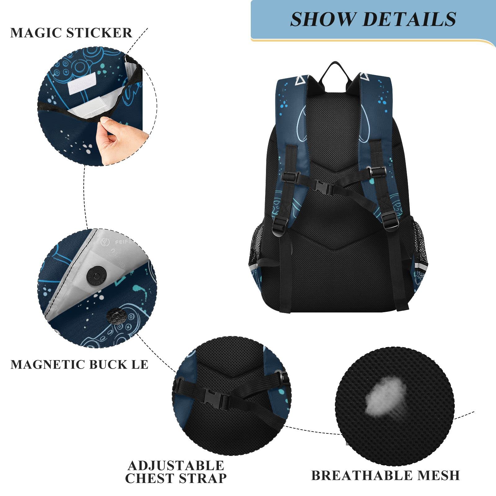 Best Lightweight Joystick Video Game Backpack - Waterproof Laptop Backpack for School, Travel & Gaming with Reflective Stripes - Perfect for Students, Gamers & Daily Commute