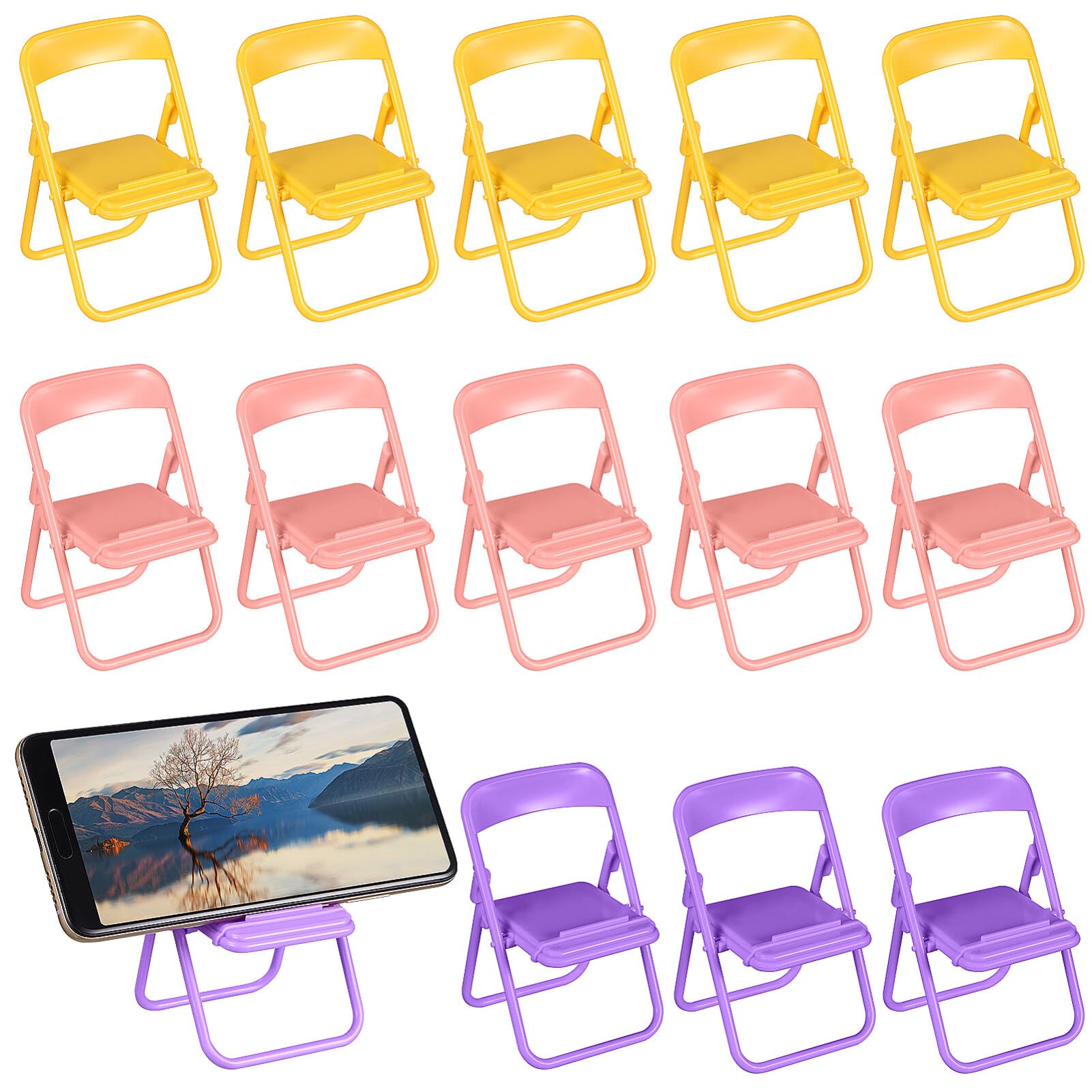 Bestoyard 30 Pcs Mini Foldable Dollhouse Chairs - Tiny Folding Chair Stand for Phone Holder, Party Favors & DIY Crafts - Perfect for Dollhouse Decor, Miniature Displays & Creative Gift Ideas