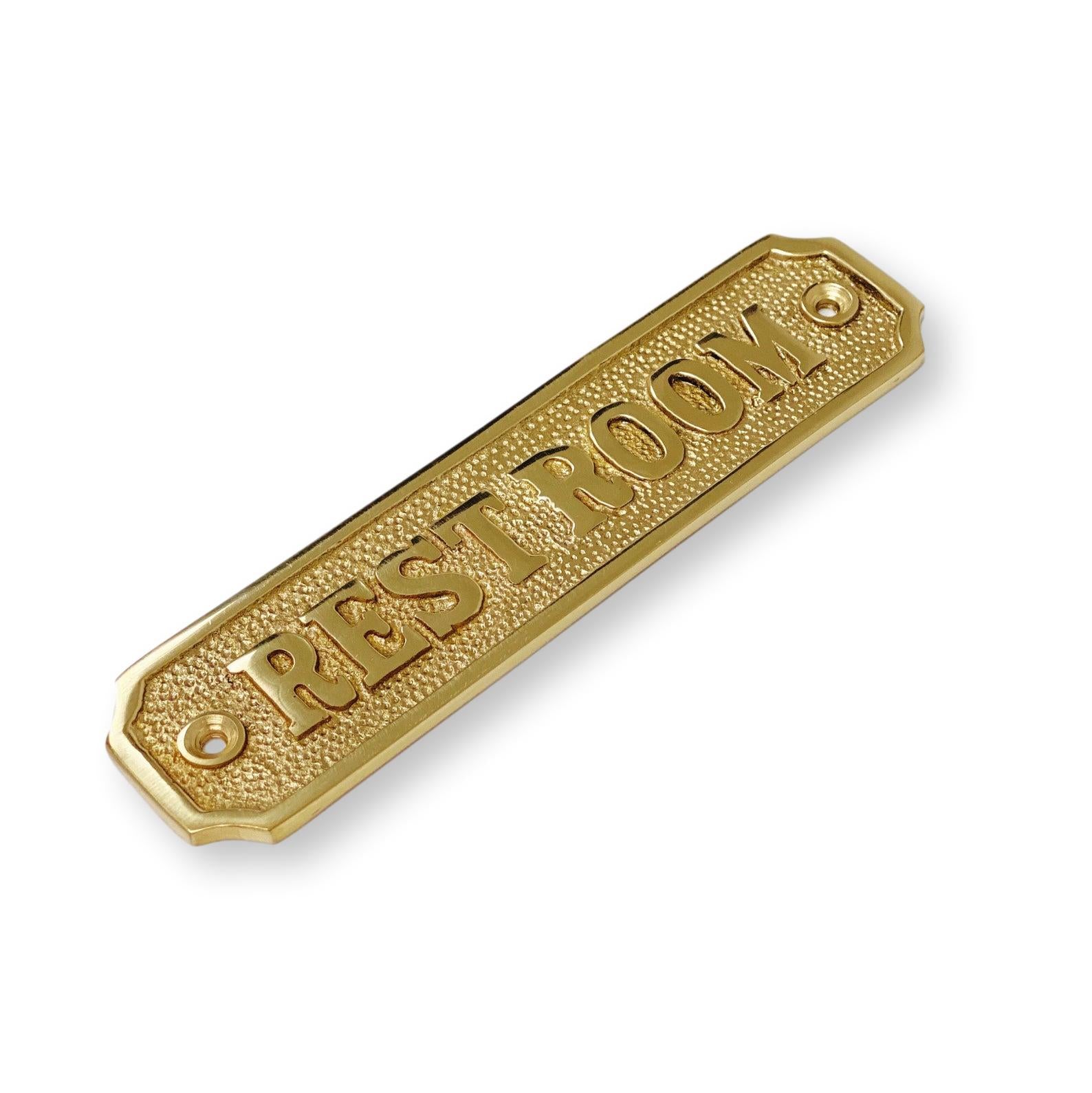Vintage Brass Restroom Sign 5.25