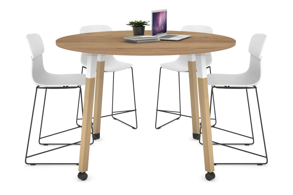 Solid Wood Round Dining Table with Quadro Counter Design - 47 Inch (1200mm) - Perfect for Kitchen, Dining Room, and Small Space Gatherings