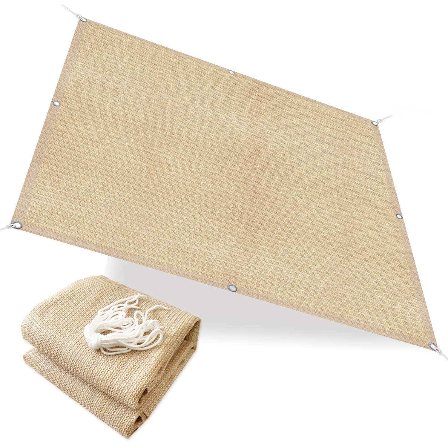 Premium HDPE Sun Shade Cloth 6x6 FT - UV Protection & Heat Resistant Outdoor Fabric with Grommets - 60% Sunblock for Plants, Pergolas, Decks & Greenhouses - Beige Shade Solution for Backyard, Patio & Garden Privacy