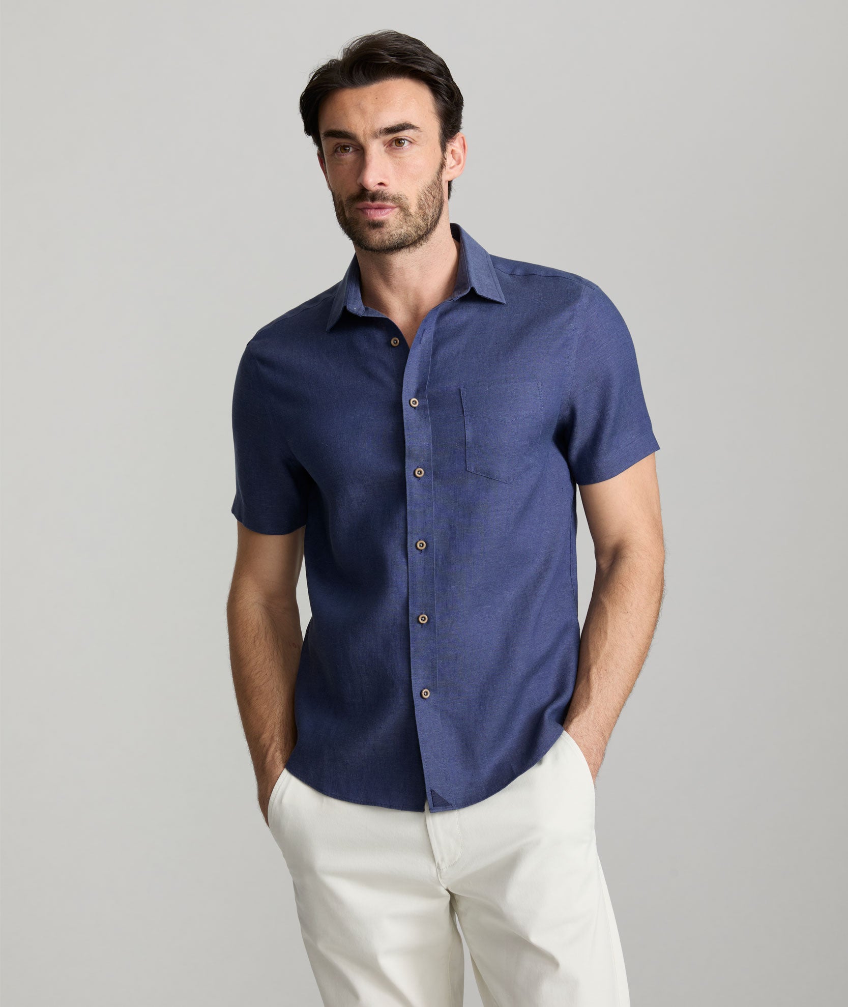 Wrinkle Resistant Linen Short Sleeve Cameron Shirt for Men - Breathable Summer Casual Wear for Office & Outdoor Activities