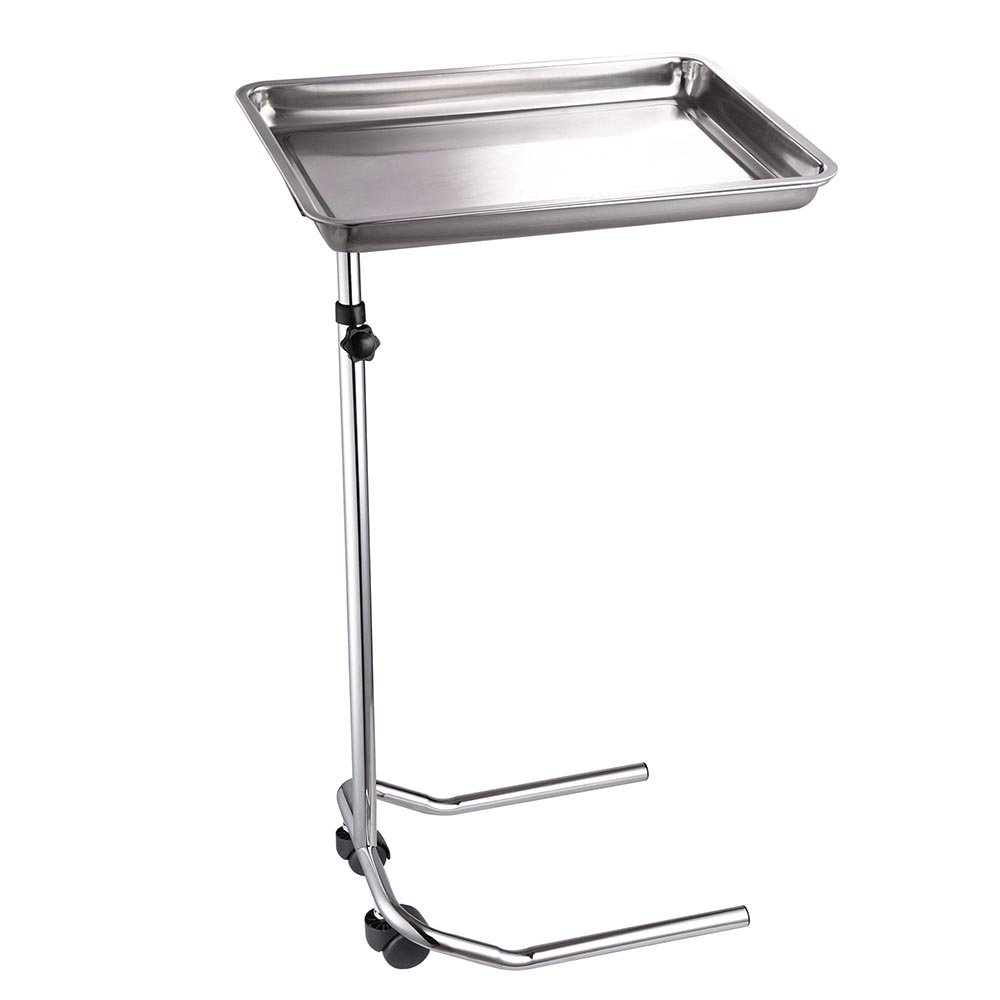 Adjustable Mayo Tray Stand with Wheels - Mobile Metal Trolley with Removable Stainless Steel Tray - Height Adjustable Medical Salon Equipment (13.2 lbs Capacity) - Perfect for Hospitals, Clinics, Salons & Home Use - Fast US Delivery