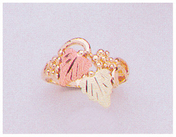 10kt Solid Gold Three-Tone Red & Green Leaves Ring Blank - Size 4-8, Prospector Gold 643 622 - Perfect for Jewelry Making, DIY Crafting & Custom Ring Designs