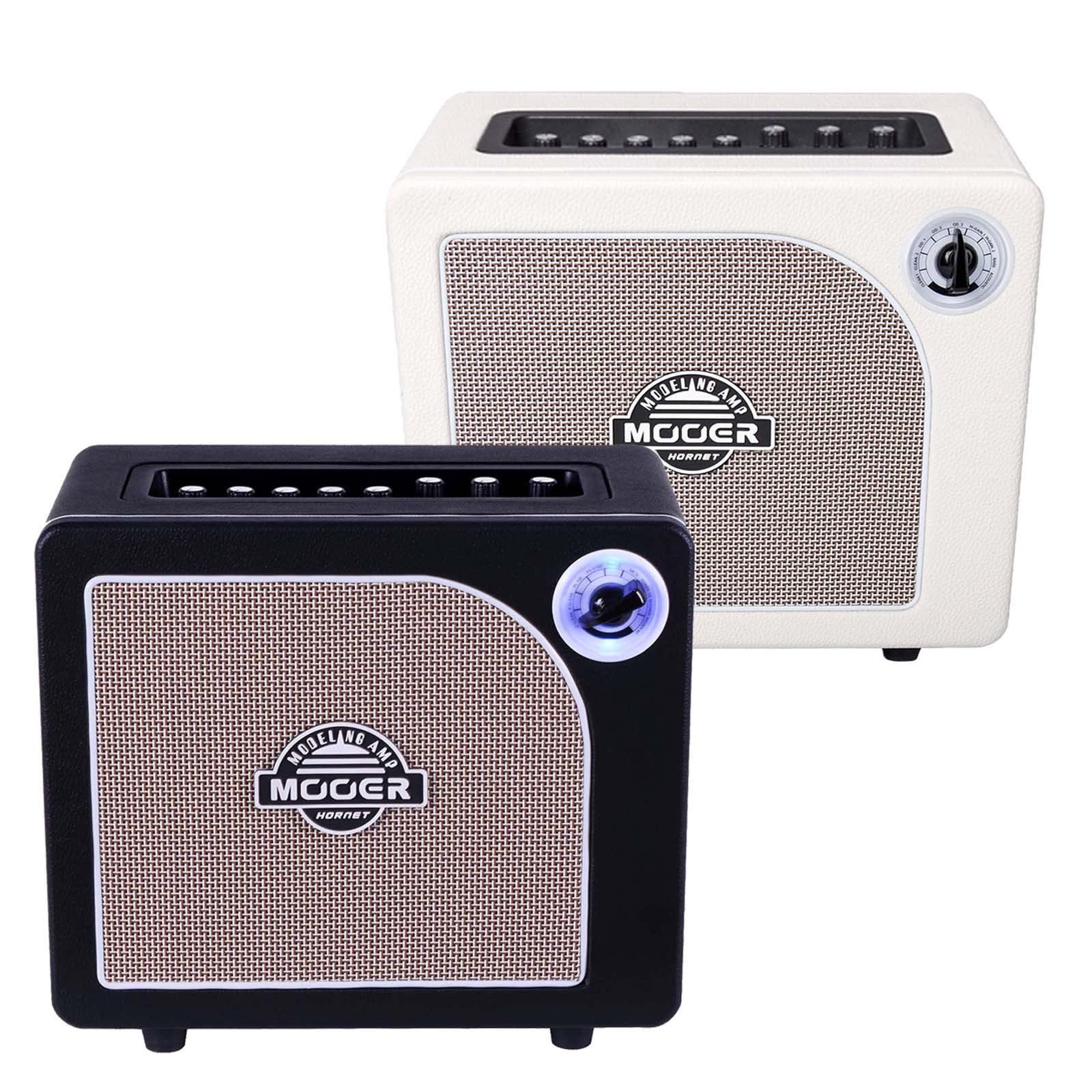 MOOER Hornet Black and White 15W Guitar Amplifier Combo - 9 Digital Amp Models for Electric Guitar & Bass | Perfect for Home Practice, Studio Recording & Live Performances