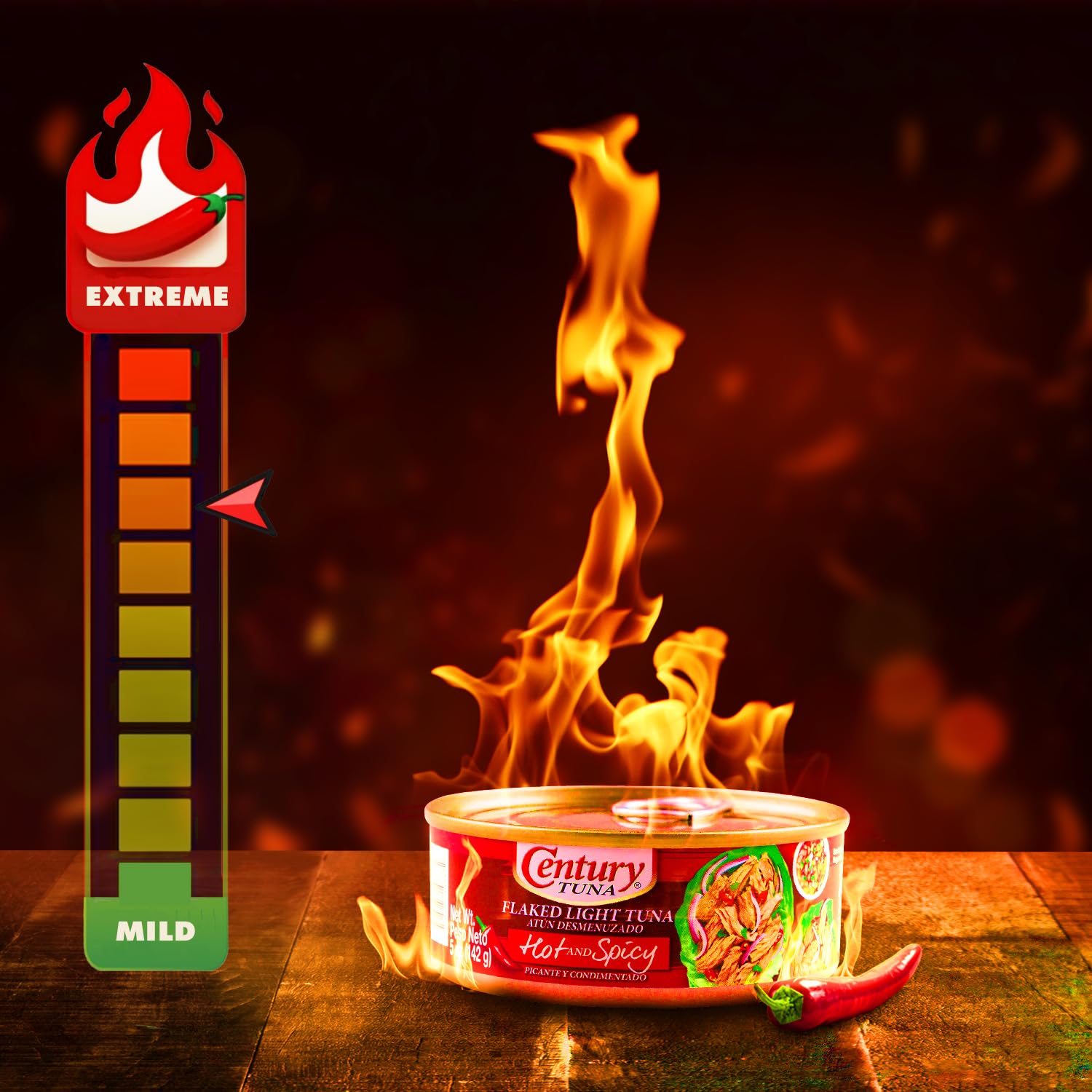 Century Tuna Hot and Spicy Flavor - 12 Pack (4.9 oz Cans) | Premium Canned Tuna for Sandwiches, Salads & Quick Meals