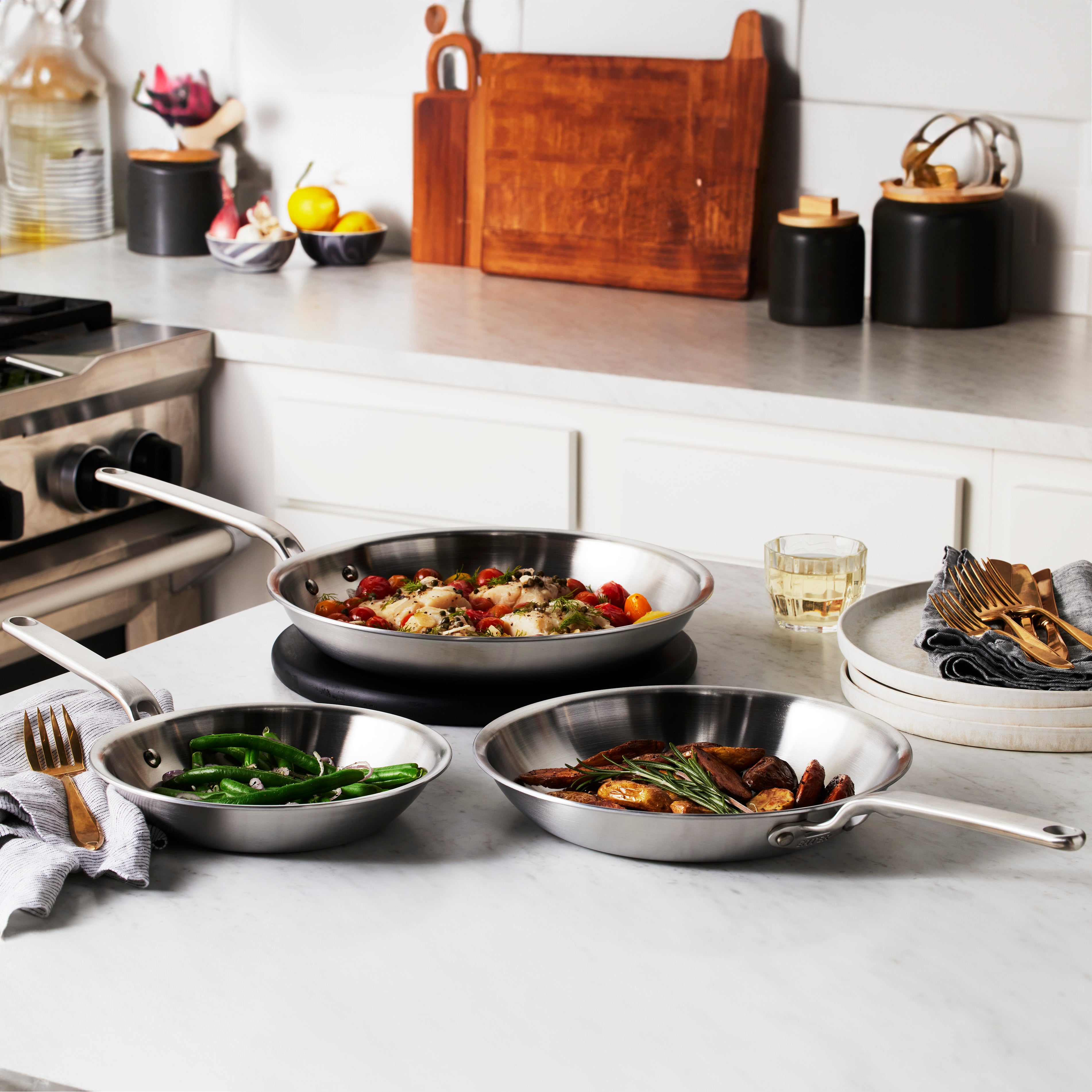 Heritage Steel 3-Piece Nonstick Fry Pan Set - Premium Cookware for Home Chefs - Perfect for Sautéing, Frying & Cooking Eggs