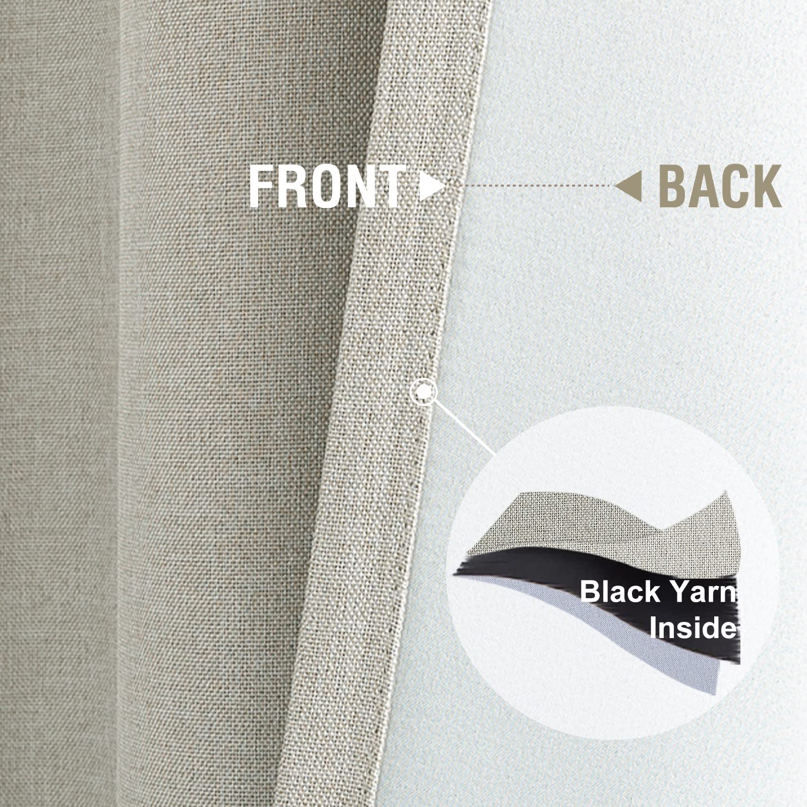 Vangao 84 Inch Blackout Curtains for Bedroom & Living Room - Linen Textured Thermal Insulated Drapes, Grommet Top Window Treatments, Greyish Beige (Set of 2 Panels) - Perfect for Light Control, Privacy & Home Decor