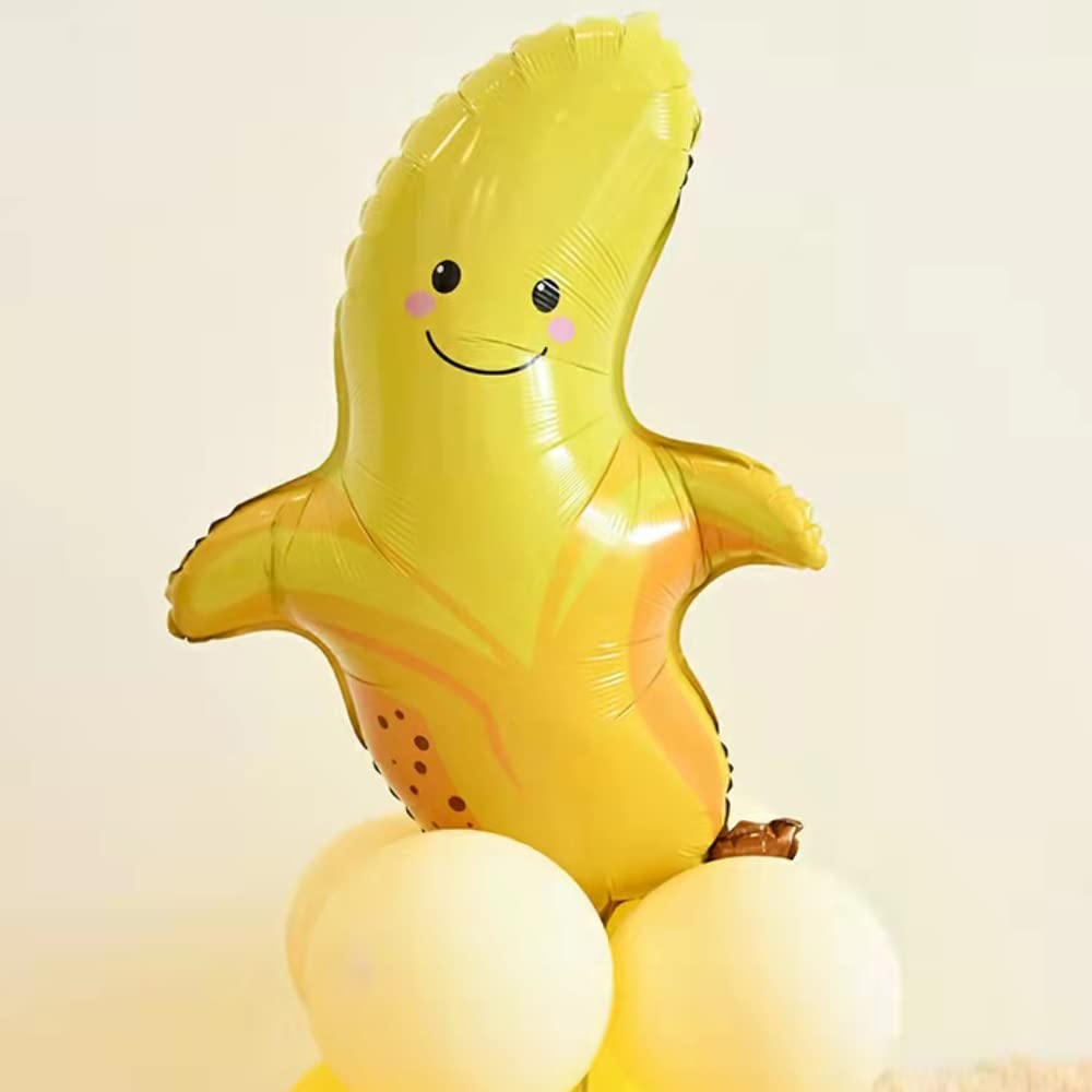 28 Inch Banana Foil Mylar Balloons (5PCS) - Fun Fruit-Themed Party Decorations for Baby Showers, Birthday Parties & Tropical Events - Durable & Vibrant Balloon Supplies