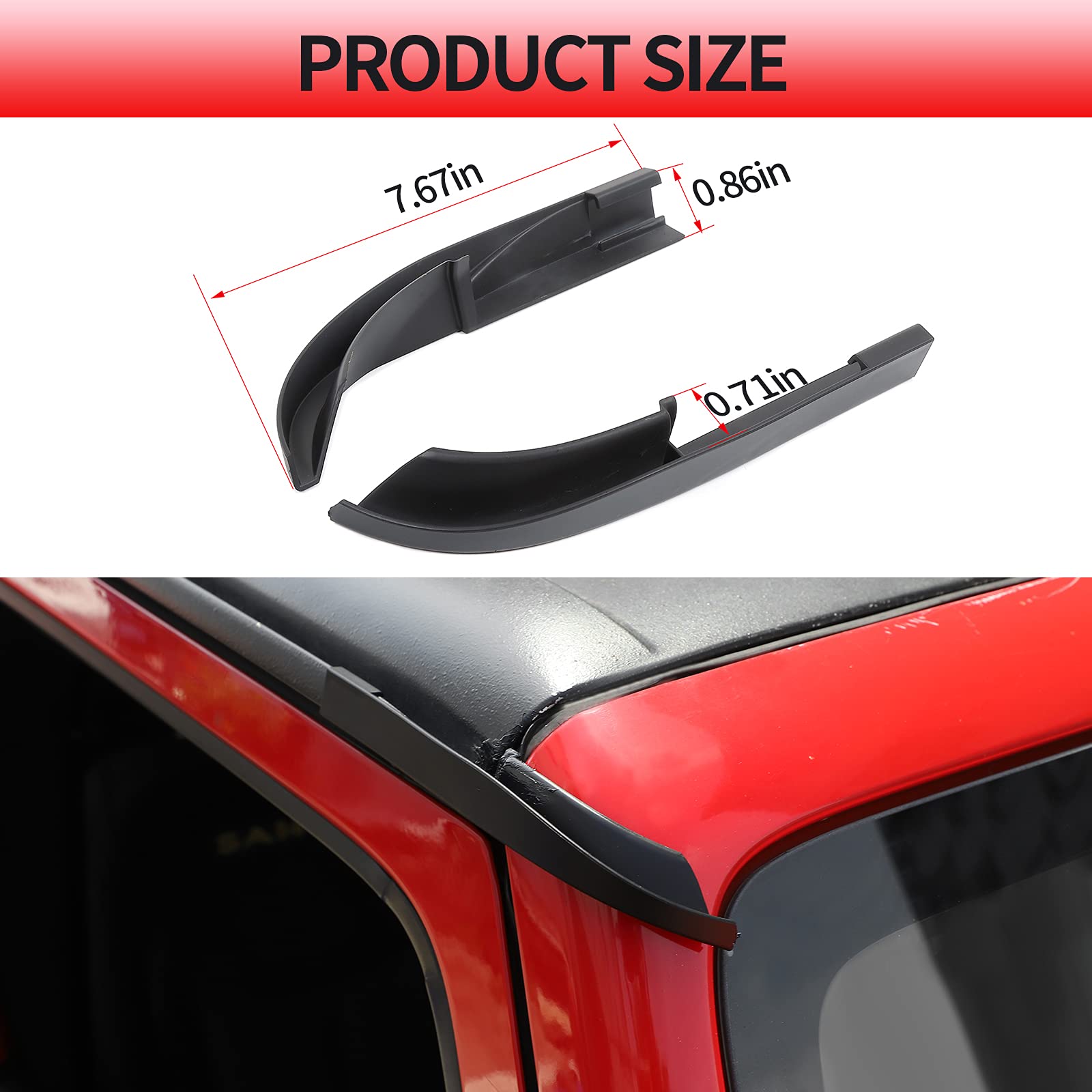 **ABS Rain Diverter & Drip Rail Extension for 2011-2017 Jeep Wrangler JK/JKU (2-Door & 4-Door) - Hardtop Rain Gutter & Water Channel Upgrade - Perfect for Off-Roading & Heavy Rain Protection**