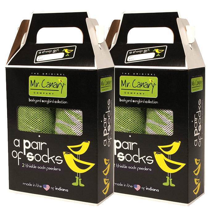 Premium Mr. Canary Finch Sock Feeders - 2 Pack Bird Feeding Boxes for Wild Birds | Perfect for Backyard Birdwatching & Garden Decoration