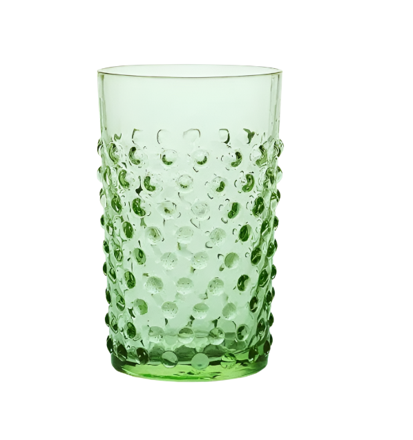 Light Green Hobnail Glassware Set of 6 - Vintage Style Drinking Glasses for Cocktails, Juice & Iced Tea - Perfect for Dinner Parties, Weddings & Home Decor