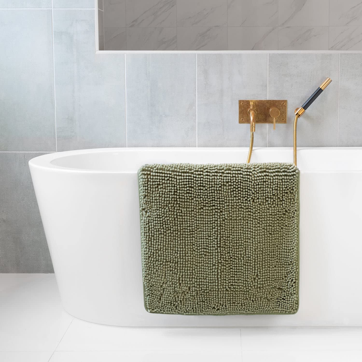 Premium Tafts Bathroom Rugs - Ultra Soft Chenille Microfiber Bath Mat with Extra Thick Memory Foam, Super Absorbent & Machine Washable, Non-Slip Shaggy Bathroom Rug (21