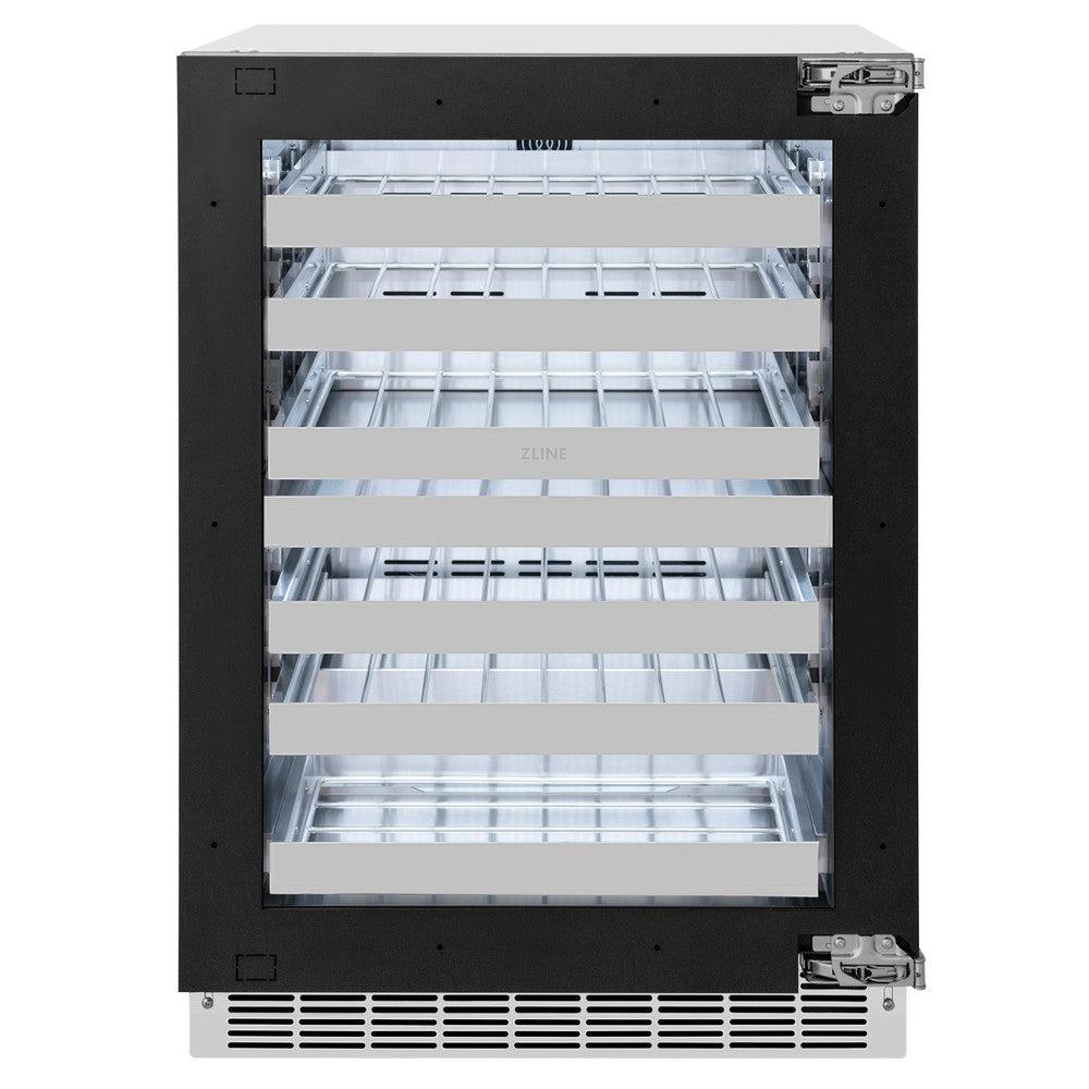 ZLINE Autograph Edition 24 Inch Touchstone Dual Zone 44 Bottle Wine Cooler with Panel Ready Glass Door & Champagne Bronze Handle - Perfect for Home Bars, Wine Cellars, and Entertaining (RWDPOZ 24 CB)
