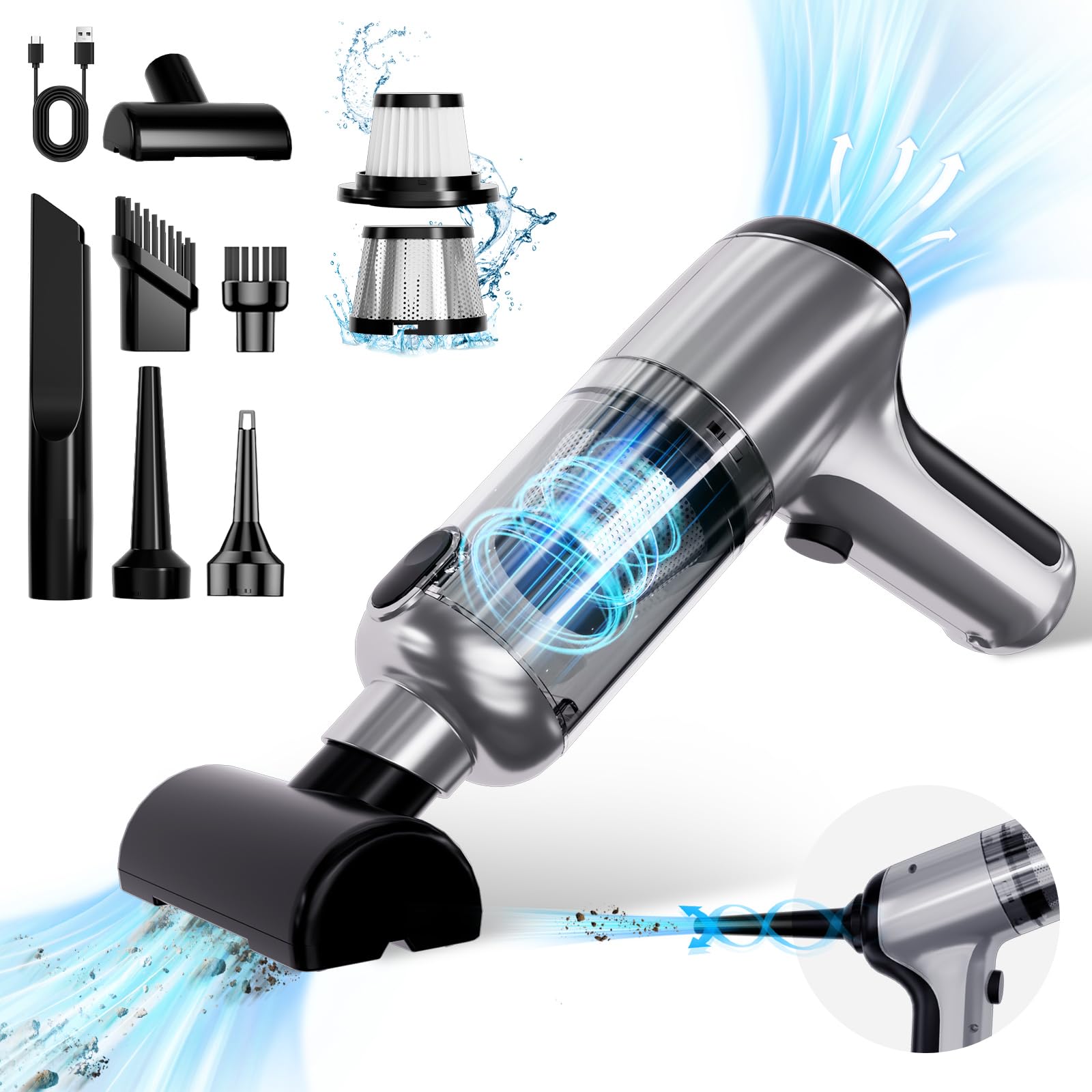 Powerful 20000PA Handheld Vacuum - Cordless Car & Pet Cleaner for Home/Office