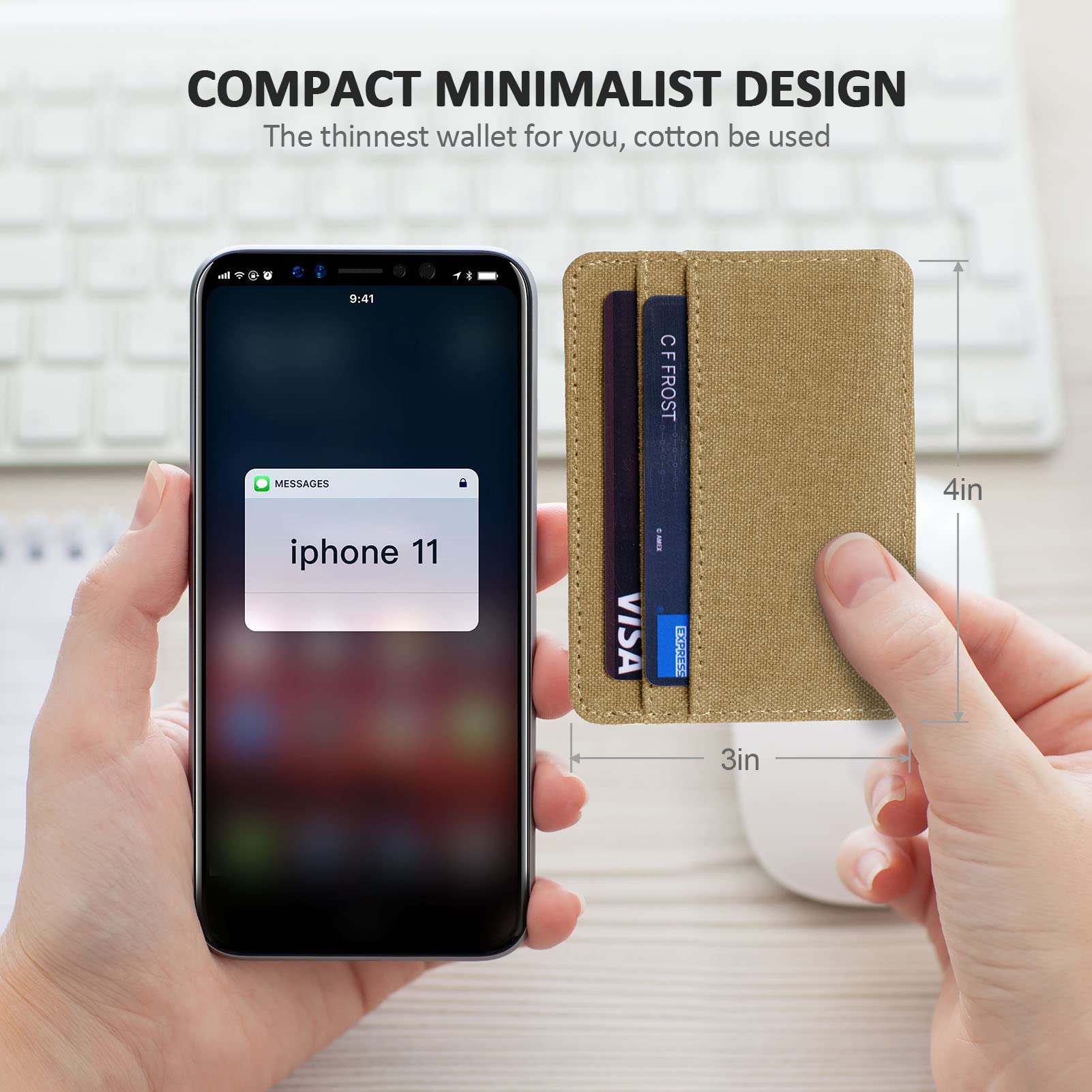 Qbool Slim RFID Blocking Front Pocket Wallet for Men - Minimalist Leather Credit Card Holder with Cash Slot (Z-Khaki) | Perfect for Travel, Business & Everyday Use