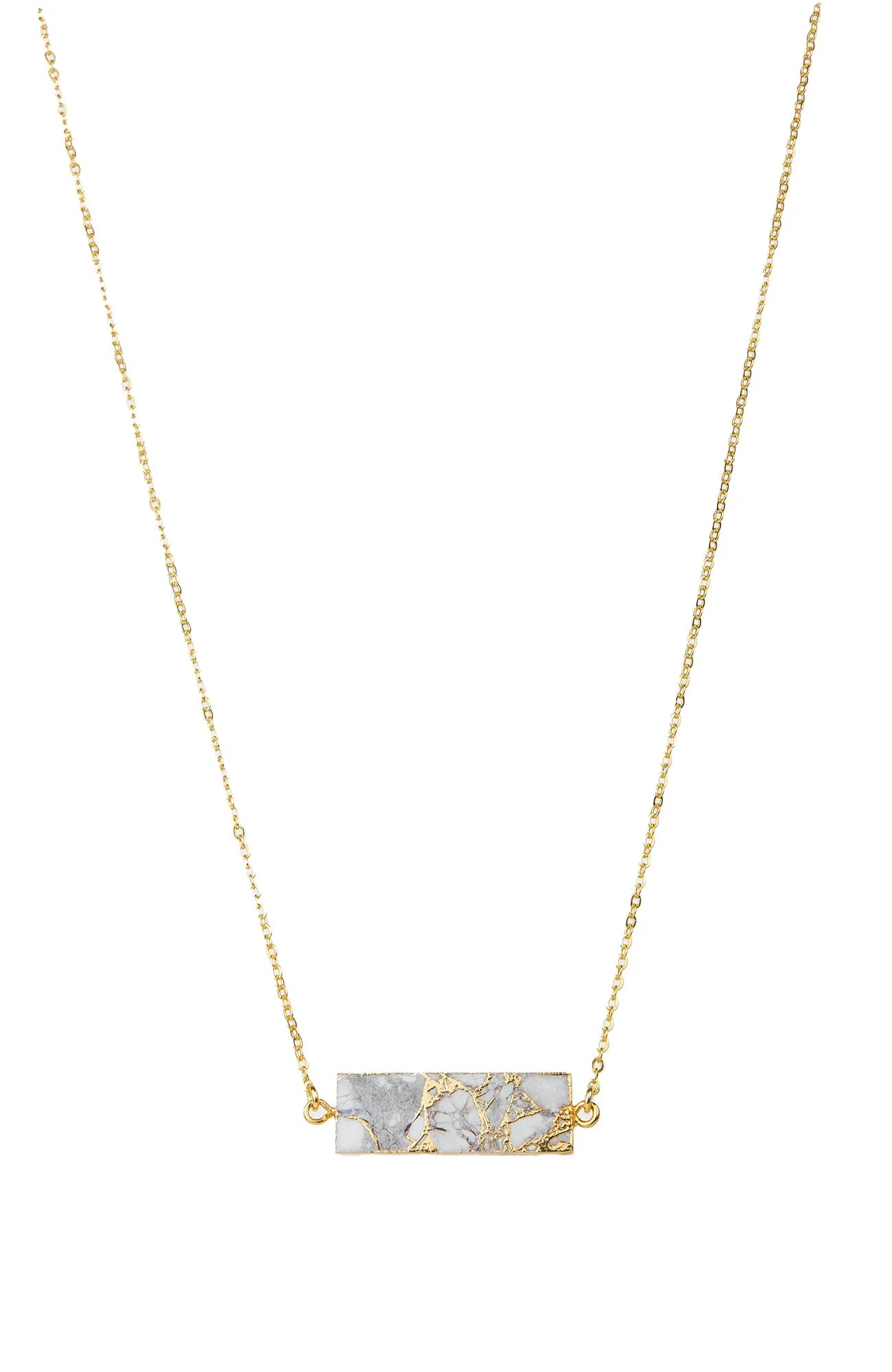 Mojave Rectangle Stone Pendant Necklace for Women - Handmade Boho Jewelry with Natural Gemstone - Perfect for Casual Wear, Layering & Gift Giving