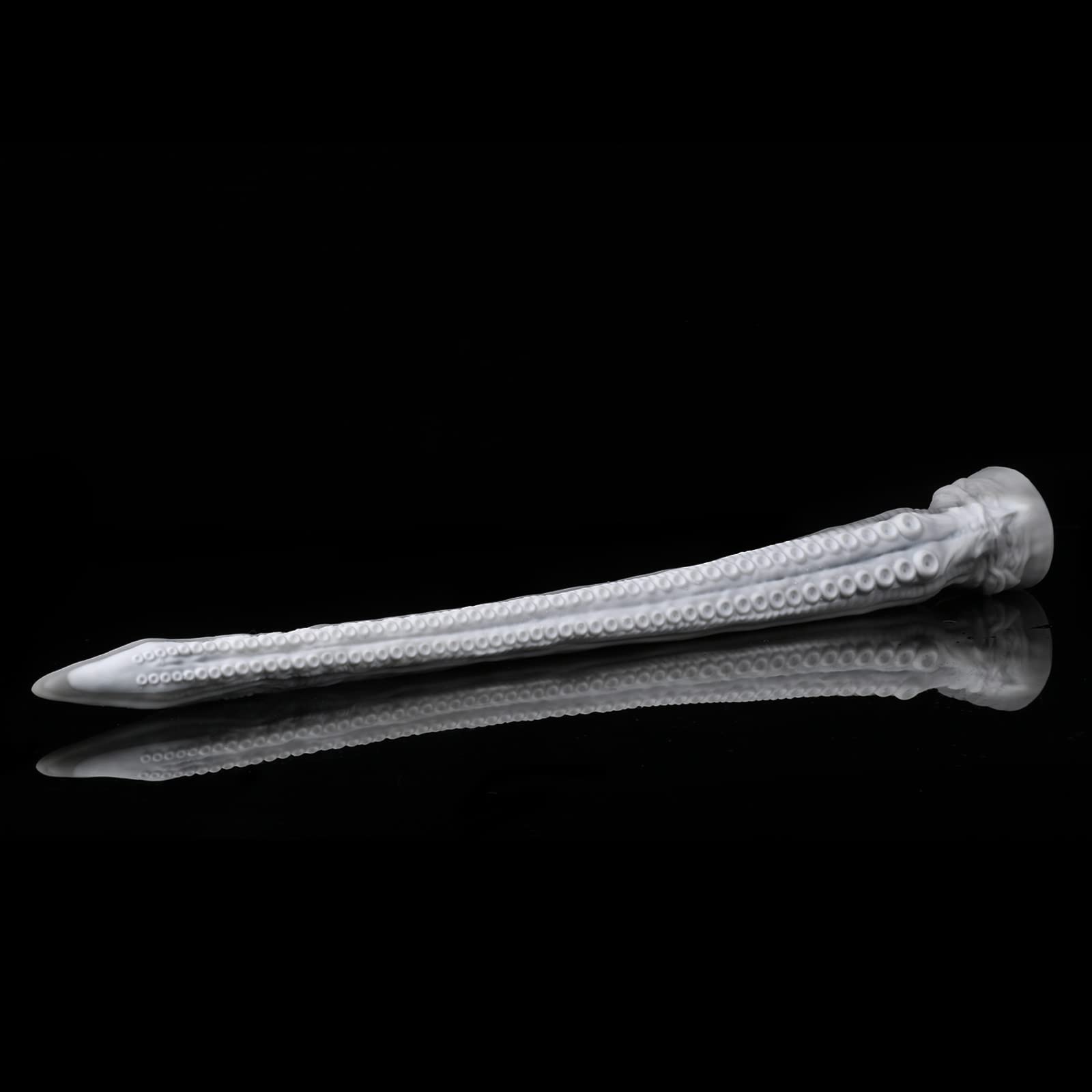 Nothosaur Abyss II 21.6 Inch Long Fantasy Dildo - 1.9 Inch Wide Tentacle Anal Plug for Depth Training - Soft Platinum Silicone, Handmade with Suction Cup - Swan White & French Grey - Perfect for BDSM, Fantasy Play and Solo Pleasure