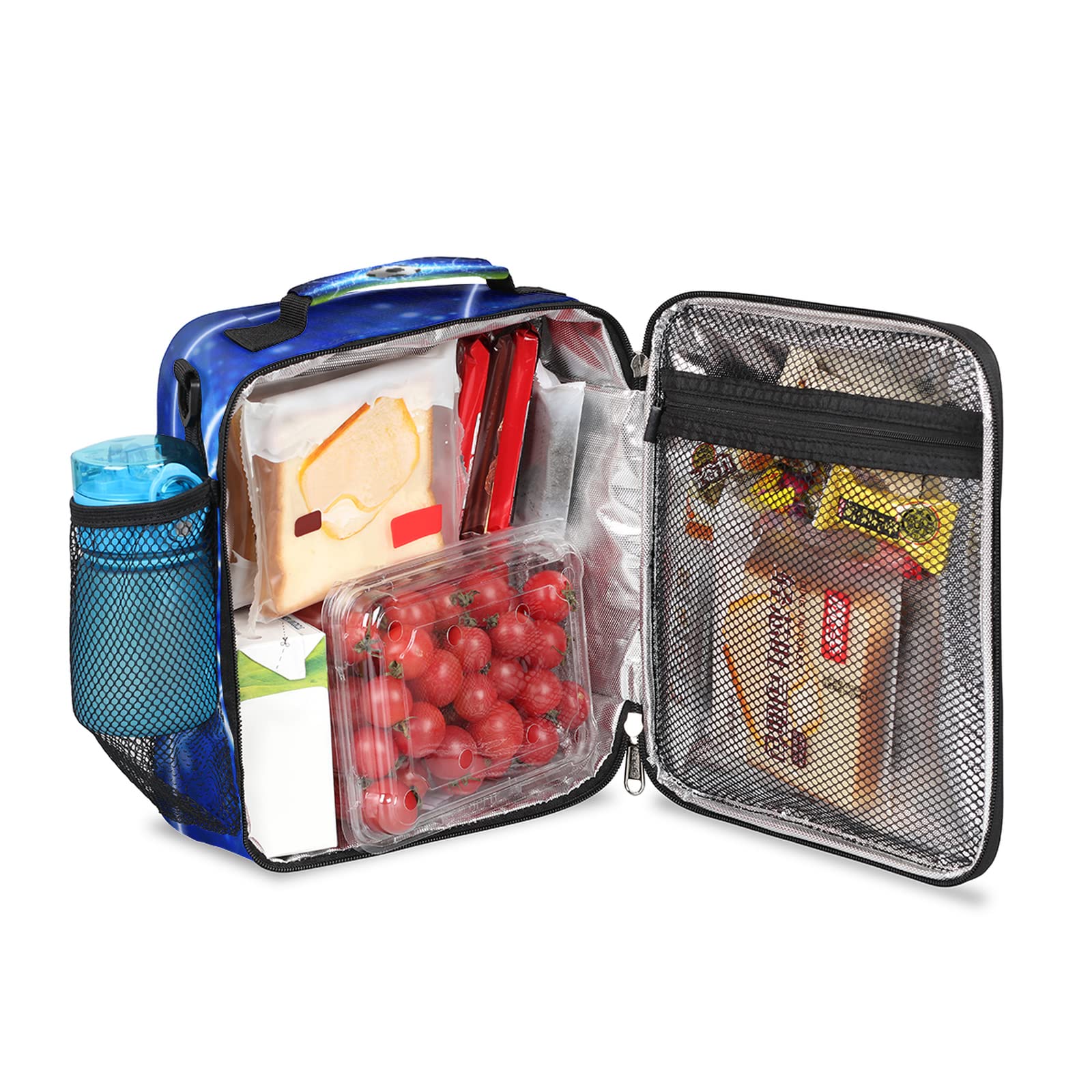 Insulated Soccer Lunch Box - Reusable Football 3D Pattern Cooler Bag with Shoulder Strap for Kids, Women & Men | Perfect for School, Work, Picnics & Sports Events