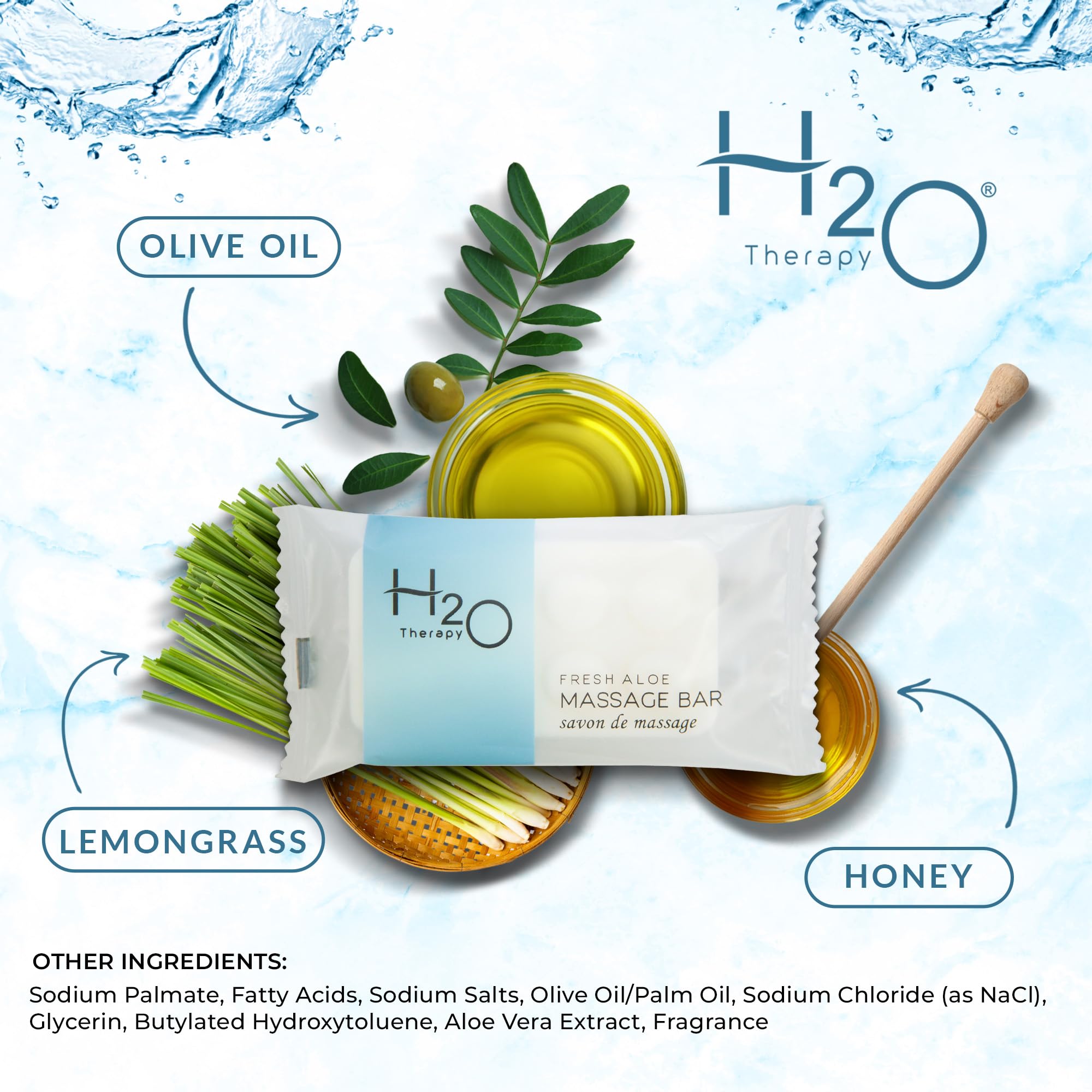 H2O Therapy Bar Soap - Travel Size (1 oz) - Bulk Pack of 400 - Perfect for Hotels, Gyms & Guest Amenities