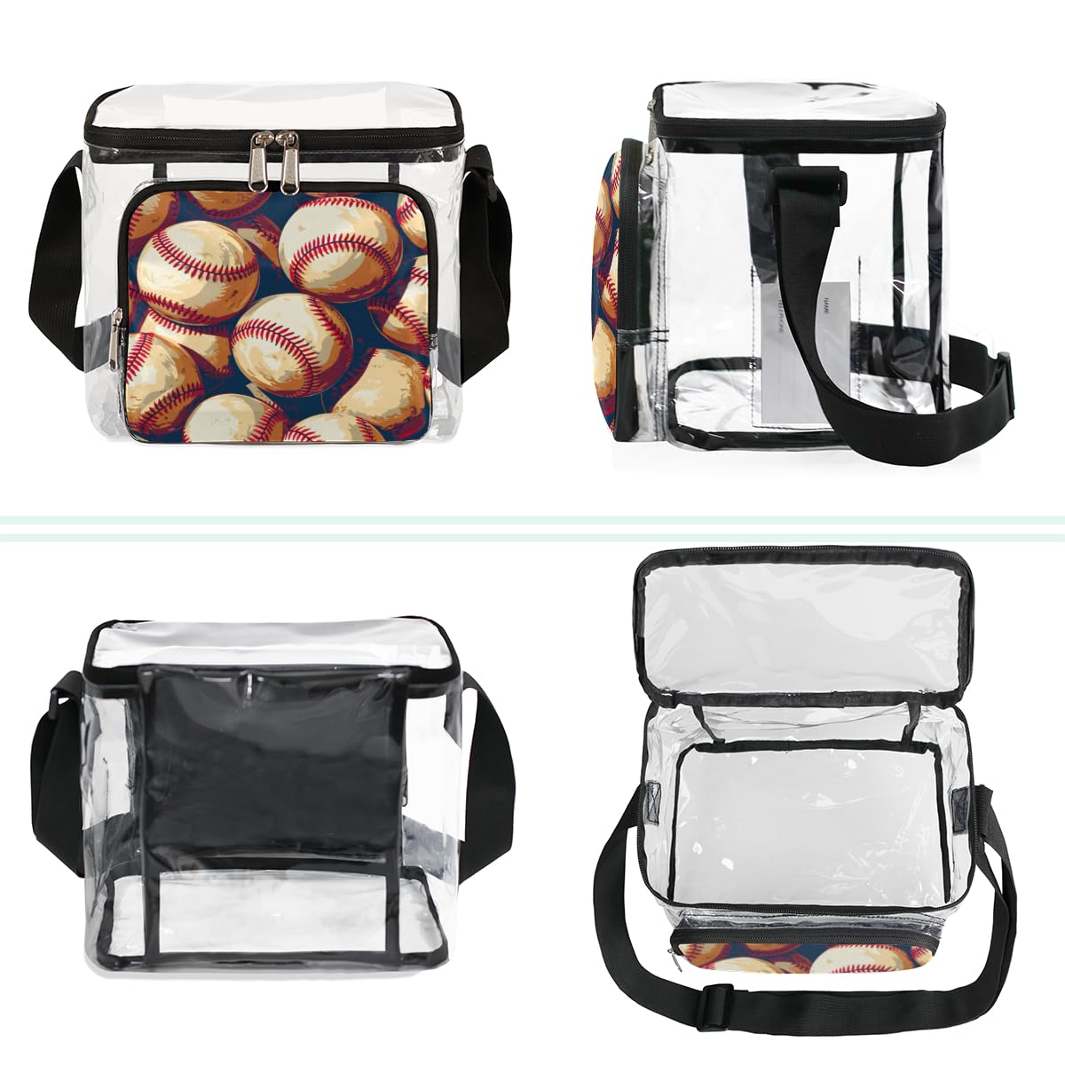 GzLeyigou Clear Baseball Stadium Approved Tote Bag - Transparent Crossbody Shoulder Bag with Adjustable Strap for Sports Events, Concerts & Outdoor Activities | Perfect for Baseball Games, Travel, Picnics & Music Festivals