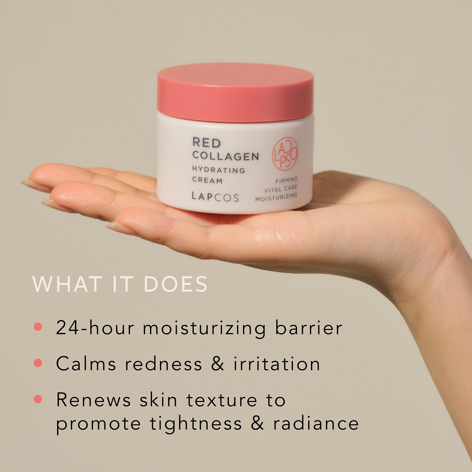 LAPCOS Red Collagen Hydrating Face Cream 1.69 Fl Oz - Vegan Collagen Moisturizer with Niacinamide for Plump, Hydrated Skin | Anti-Aging Neck & Face Cream for Day & Night Use