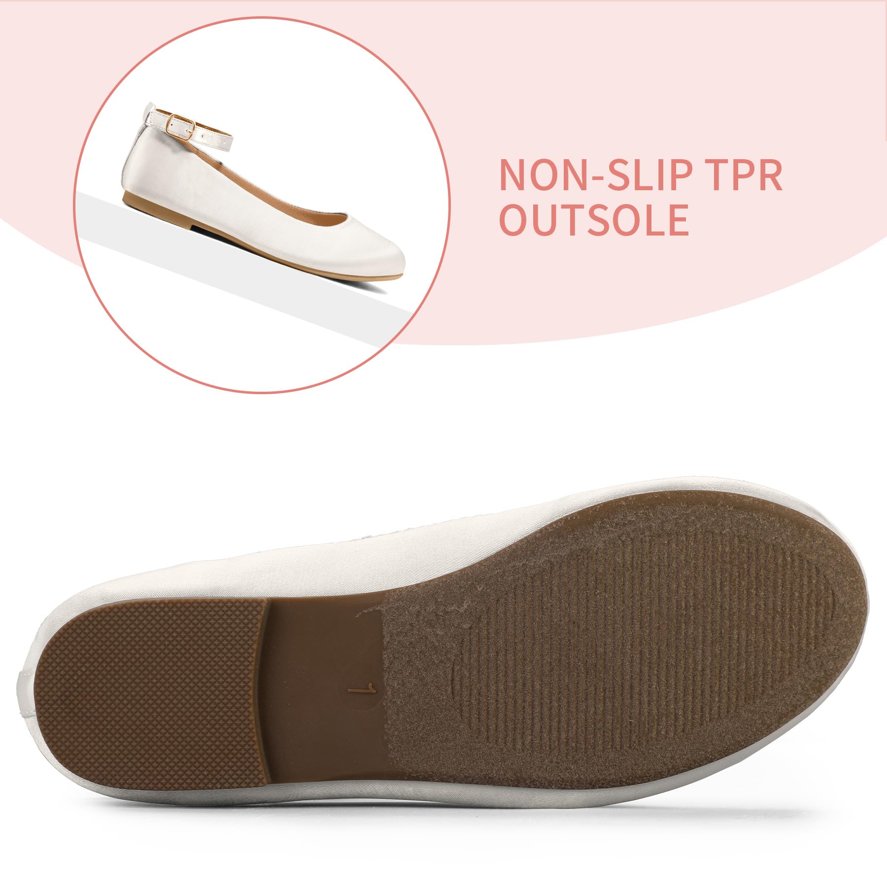 K KomForme Girls' Ballerina Flats with Ankle Strap - Comfortable Dress Ballet Shoes for Toddler, Little Kid & Big Kid - Perfect for Dance Class, Parties & Everyday Wear