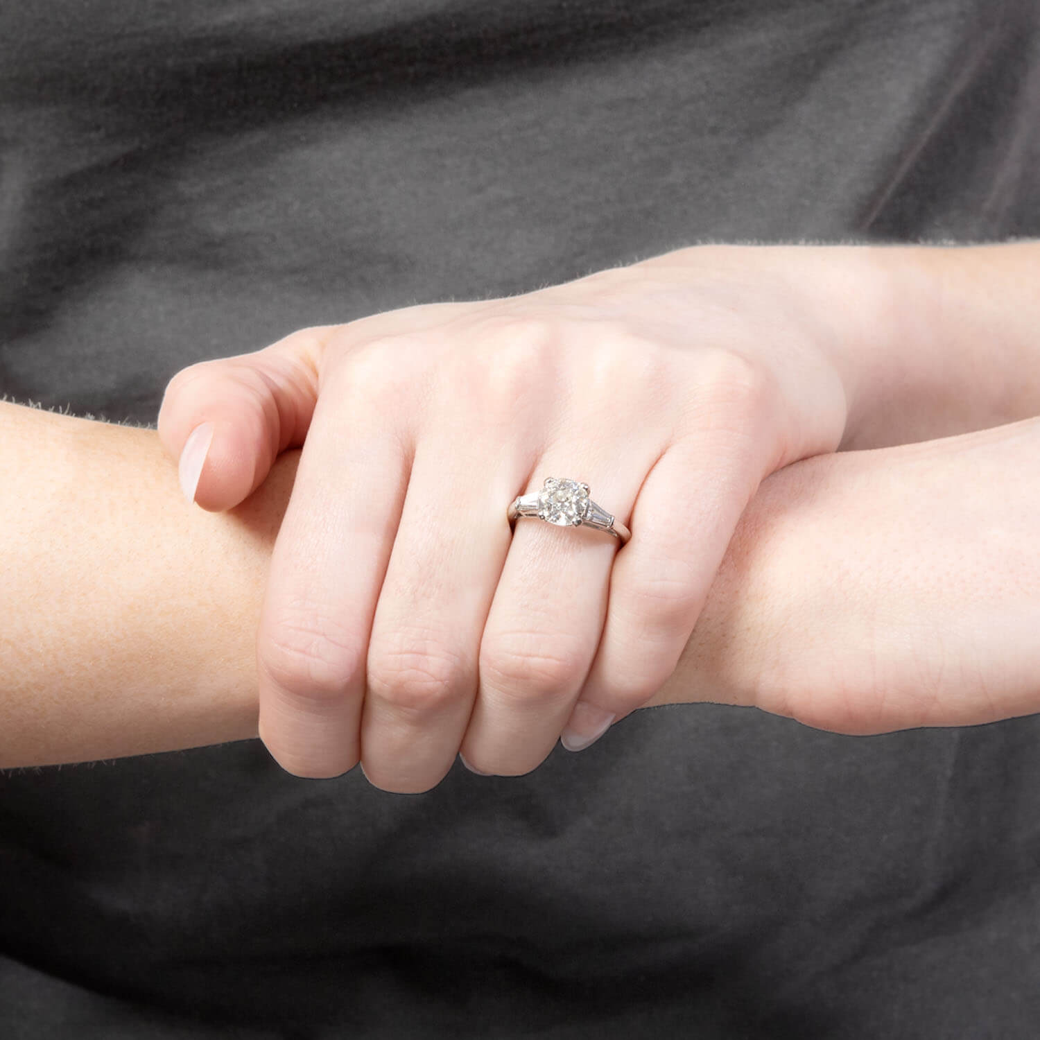 Vintage Platinum Diamond Engagement Ring 1.66 Carat - Elegant Wedding Proposal Jewelry for Her