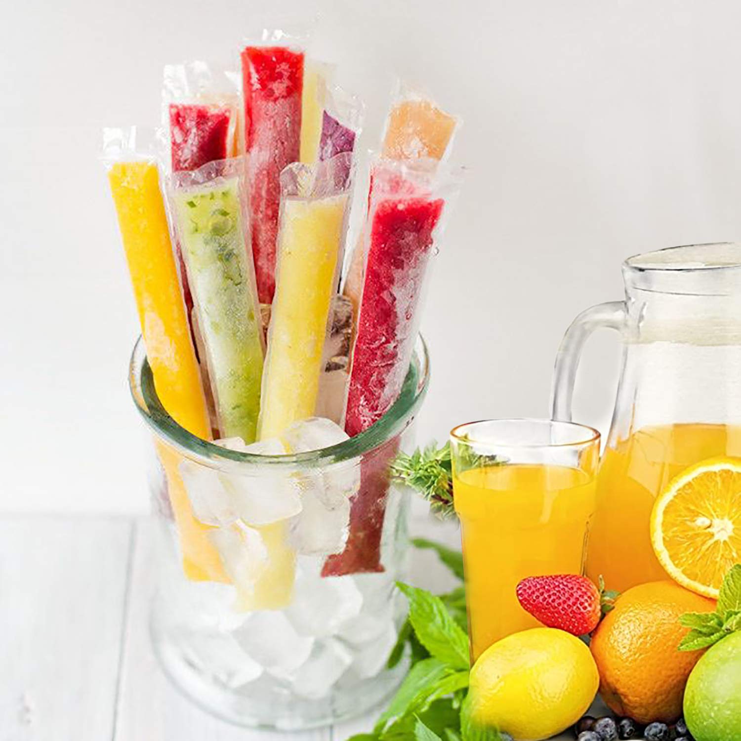 100pcs Reusable Ice Pop Molds - BPA Free & FDA Approved DIY Popsicle Maker Kit with Ziplock Bags for Healthy Homemade Frozen Treats, Ice Lollies, Gogurt & Ice Candy - Perfect for Summer Snacks, Kids Parties & Family Fun