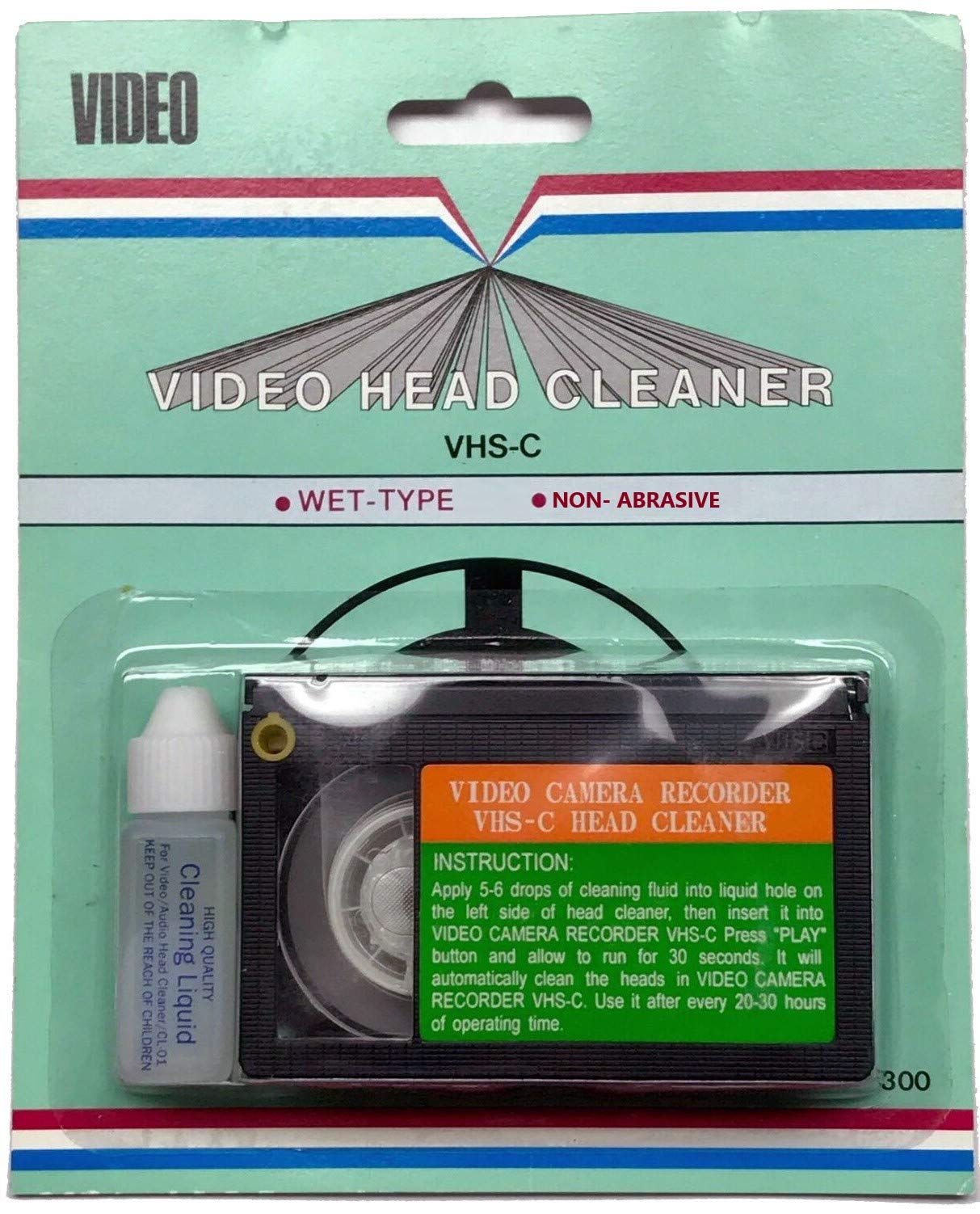 VHS-C Wet Head Cleaner Kit with Cleaning Solution - Professional Tape Head Maintenance for VHS-C Camcorders & Players - Perfect for Home Video Restoration and Archiving