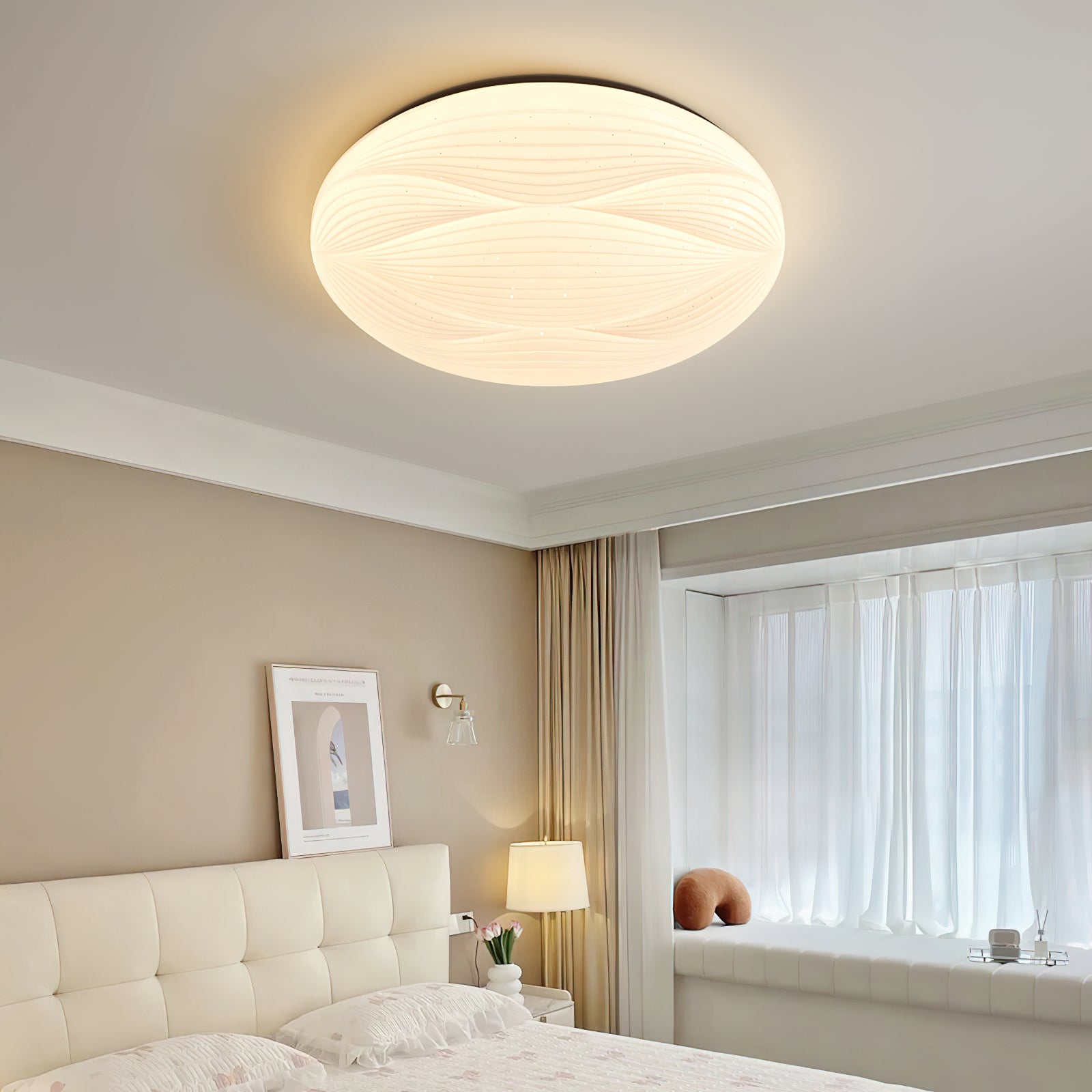 Modern Banno Ceiling Light Fixture - Energy Efficient LED Flush Mount Lighting for Bedroom, Living Room & Kitchen - Dimmable Indoor Ceiling Lamp with Easy Installation