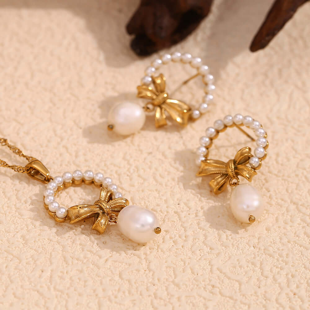 Elegant Pearl Bow Pendant Necklace for Women - Dainty Jewelry Gift for Her | Perfect for Weddings, Parties & Special Occasions | N3307
