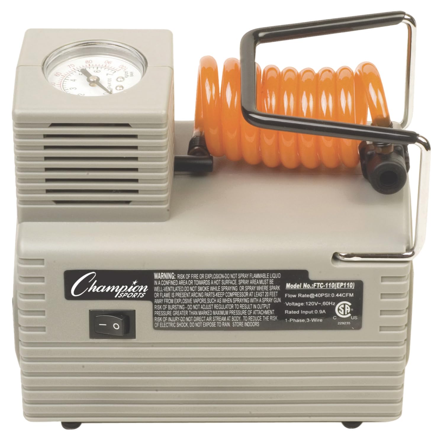 Champion Sports Electric Air Pump - Portable Inflator for Balls, Pool Floats, Air Mattresses & Sports Equipment - Fast Inflation with 3 Nozzle Attachments - Perfect for Camping, Beach Trips & Home Use