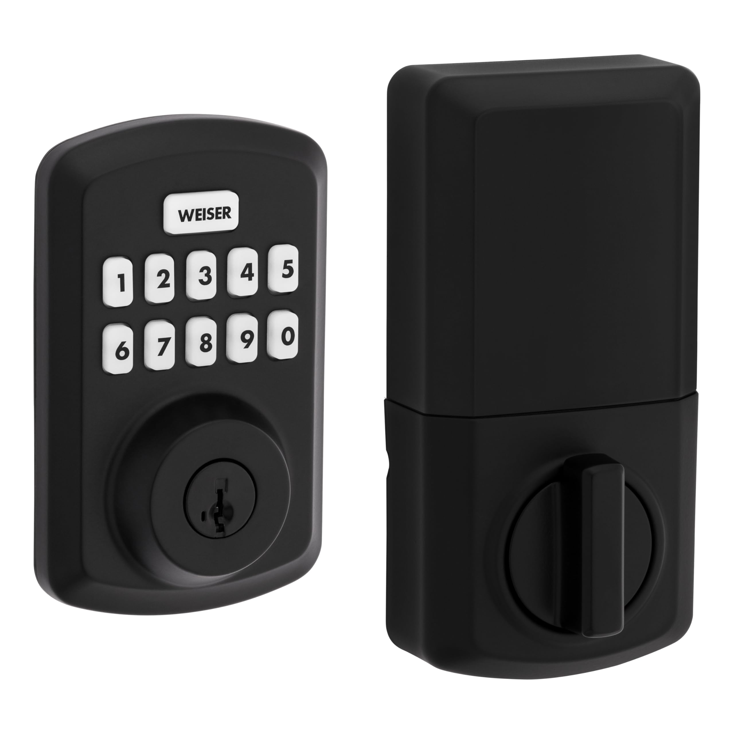 Weiser Powerbolt 3 Matte Black Keyless Entry Deadbolt Lock - 10-Button Keypad with Auto Lock & 12-Month Battery Life - Electronic Smart Door Lock for Front Door Security & Home Décor - Perfect for Apartments, Houses & Vacation Homes