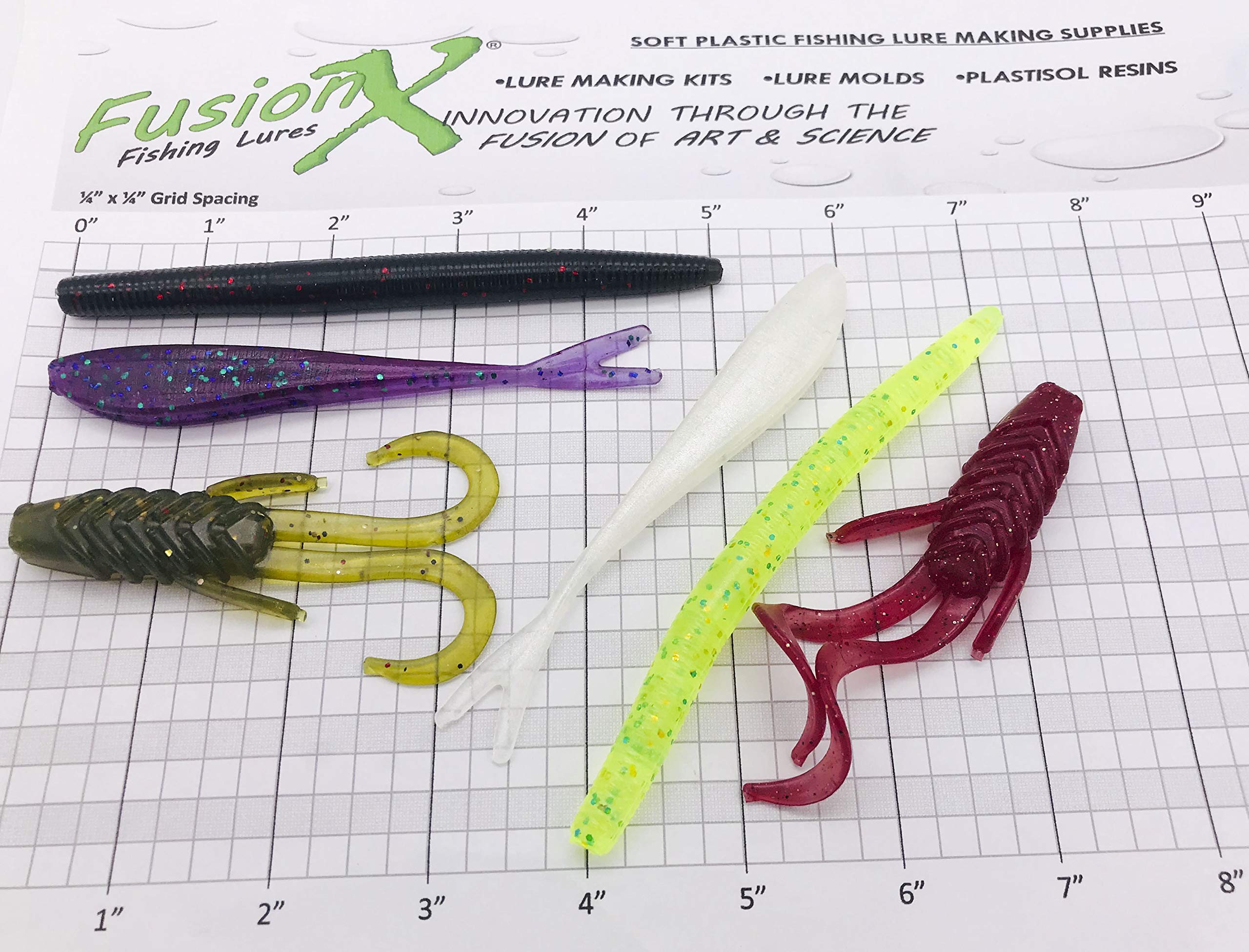 INJEX Vital BASS Lure Making Kit - 3 Soft Plastic Injection Fishing Lure Molds with Injector & 6 Resin Colors - DIY Bass Fishing Baits for Freshwater & Saltwater Anglers - Perfect for Crappie, Walleye, and Trout Fishing