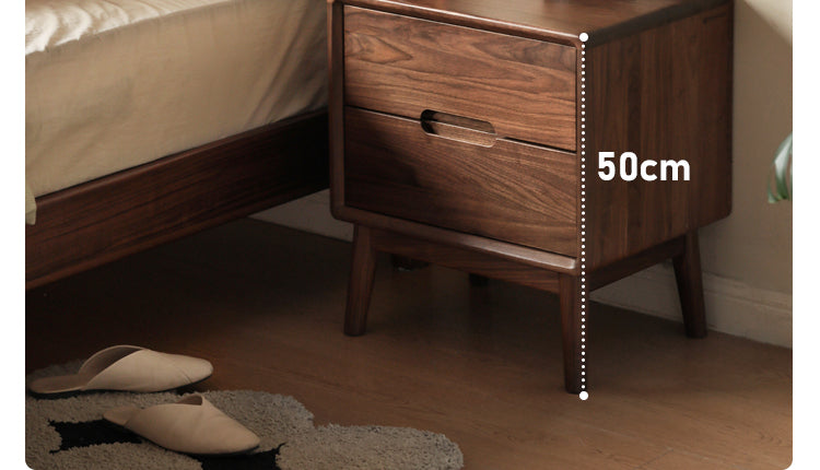 Premium Black Walnut Solid Wood Nightstand with Storage - Modern Bedside Table for Bedroom, Living Room & Guest Room - Durable & Stylish Furniture for Home Decor