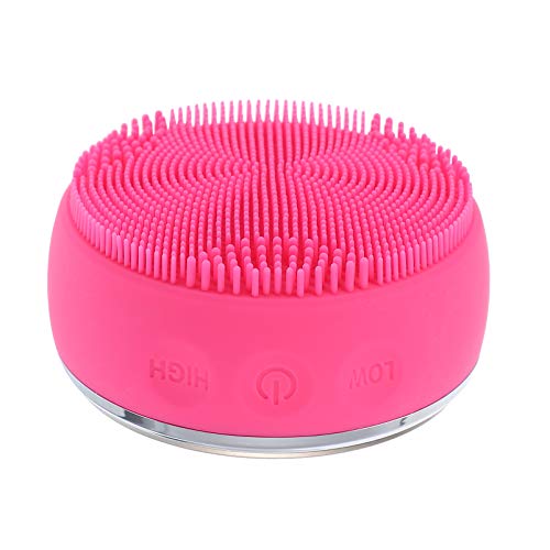 HEALLILY USB Rechargeable Silicone Facial Cleansing Brush - Sonic Face Massager for Deep Pore Cleaning & Skin Exfoliation, Waterproof & Gentle for Sensitive Skin (Rosy Pink) | Perfect for Daily Skincare Routine & Travel