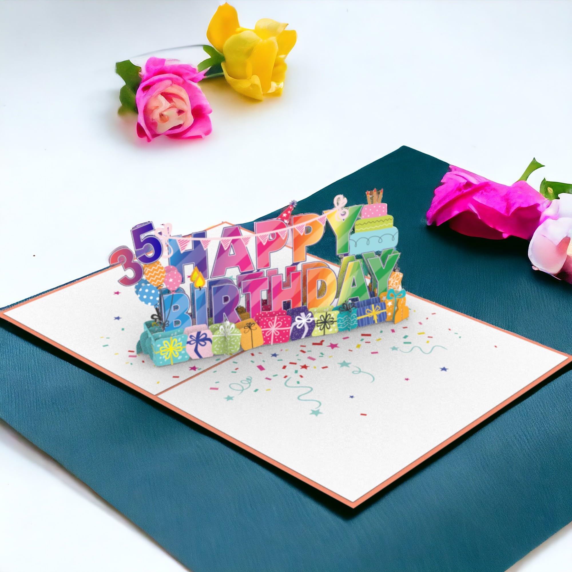 35th Birthday Pop Up Card - 3D Greeting Card for Daughter, Son, Granddaughter, Niece, Nephew | Unique 35 Year Old Birthday Gift for Women & Men | Perfect for Milestone Celebrations, Office Gifts & Surprise Parties