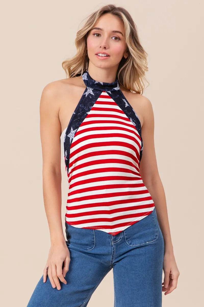 Bibi Striped Halter Neck Jersey Dress with Tie Back - Trendy Summer Outfit for Beach, Party & Casual Wear