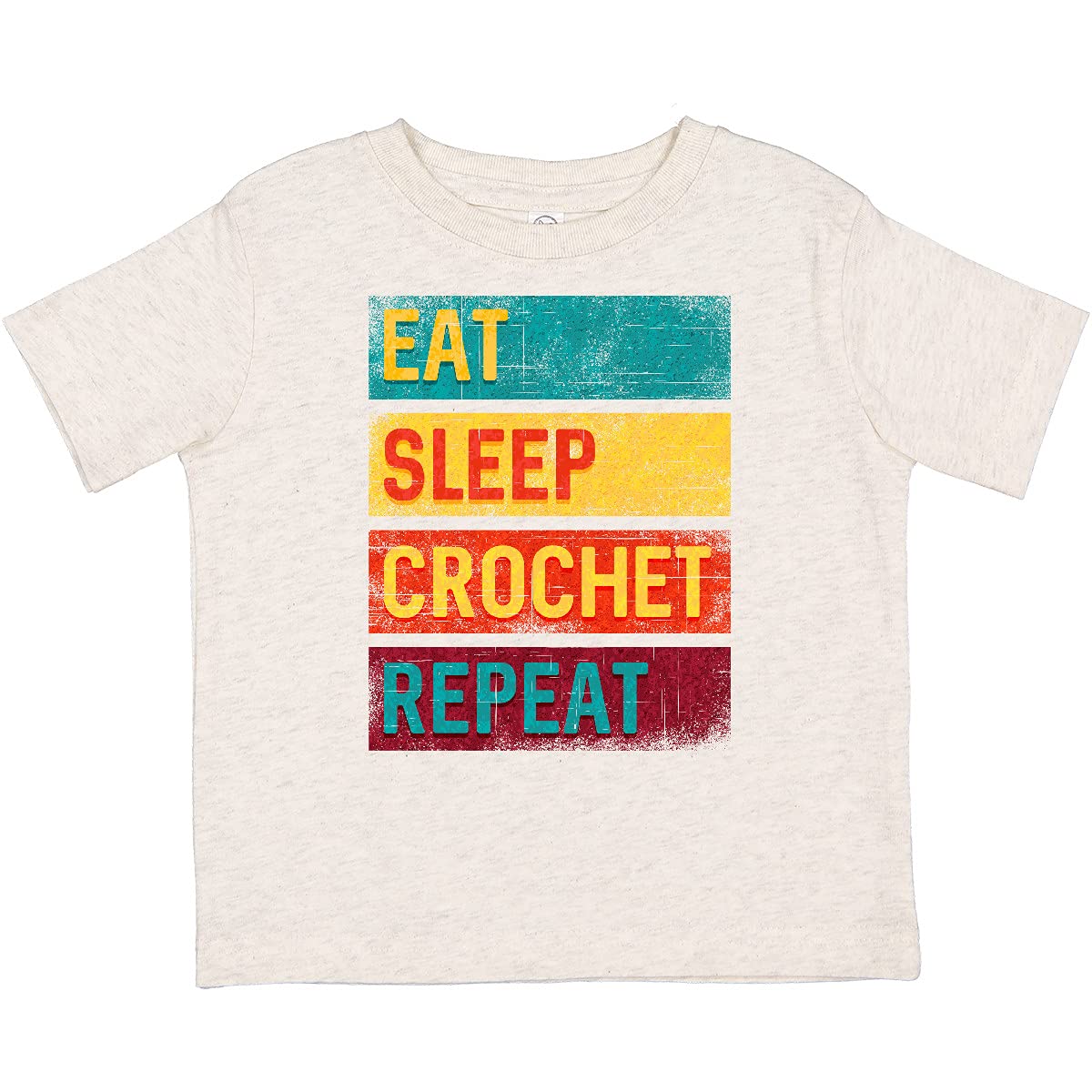 Inktastic Eat Sleep Crochet Repeat Toddler T-Shirt - Soft Cotton Cute Crochet Lover Outfit for Baby Girls & Boys - Perfect for Playdates, Family Photos & Crafting Days