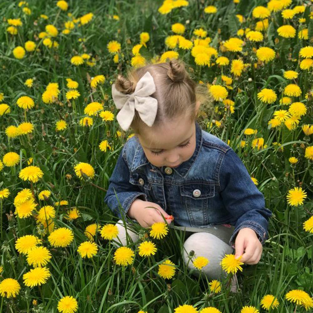 12 PCS Linen Bow Hair Clips for Baby Girls - Alligator Clips Hair Accessories for Infants & Toddlers (4.5
