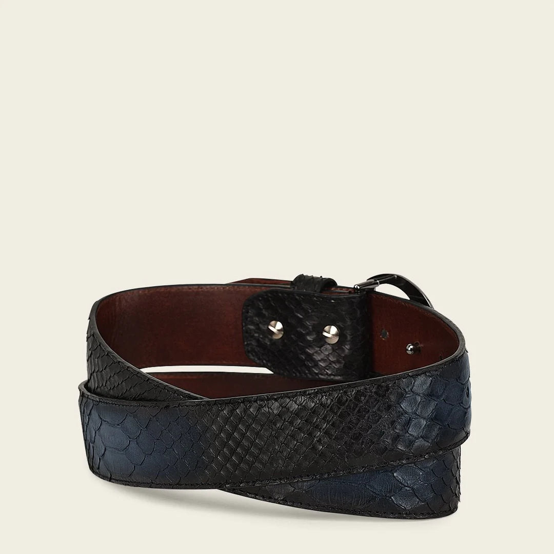 CS381PH Men's Cuadra Blue Casual Fashion Python Skin Belt - Stylish Accessory for Jeans, Suits & Everyday Wear